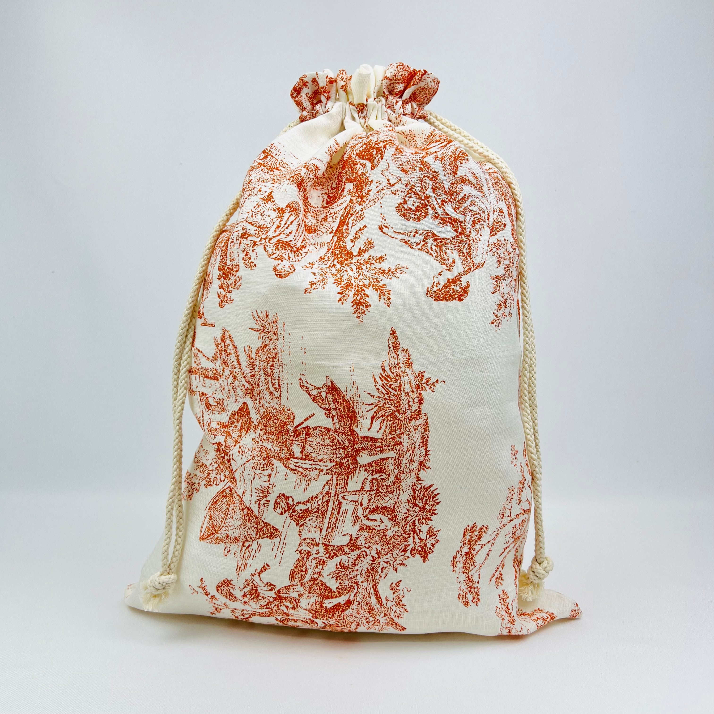 Bolsa Pão/Merenda Toile de Jouy Terracota