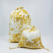 Bolsa Pão/Merenda Toile de Jouy Dourado