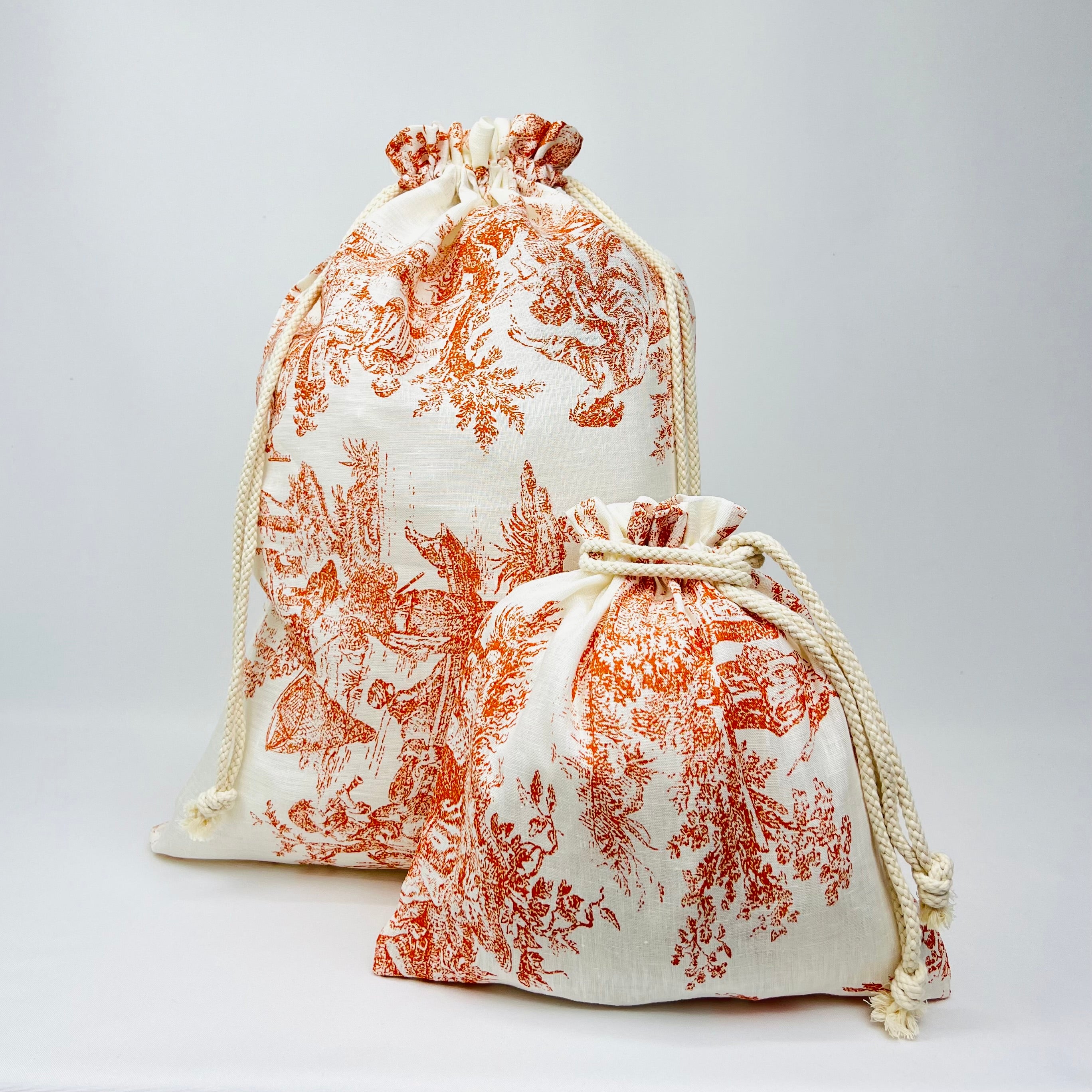 Bolsa Pão/Merenda Toile de Jouy Terracota