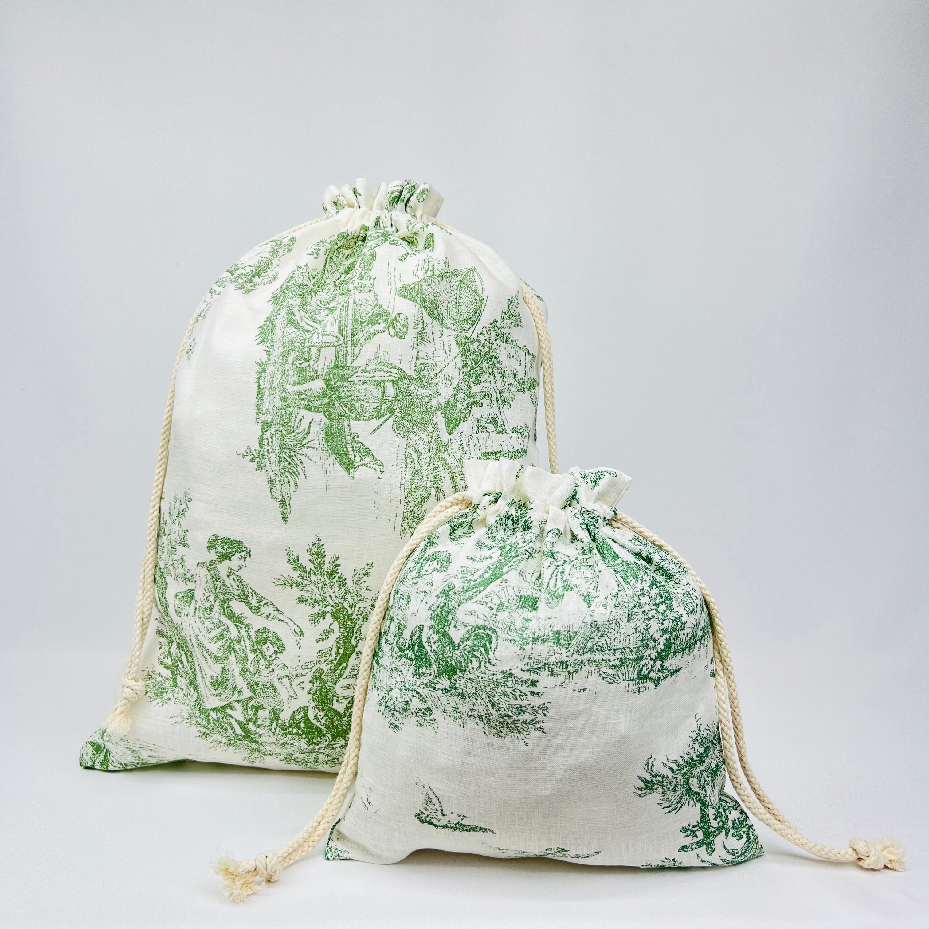 Bolsa Pão/Merenda Toile de Jouy Green