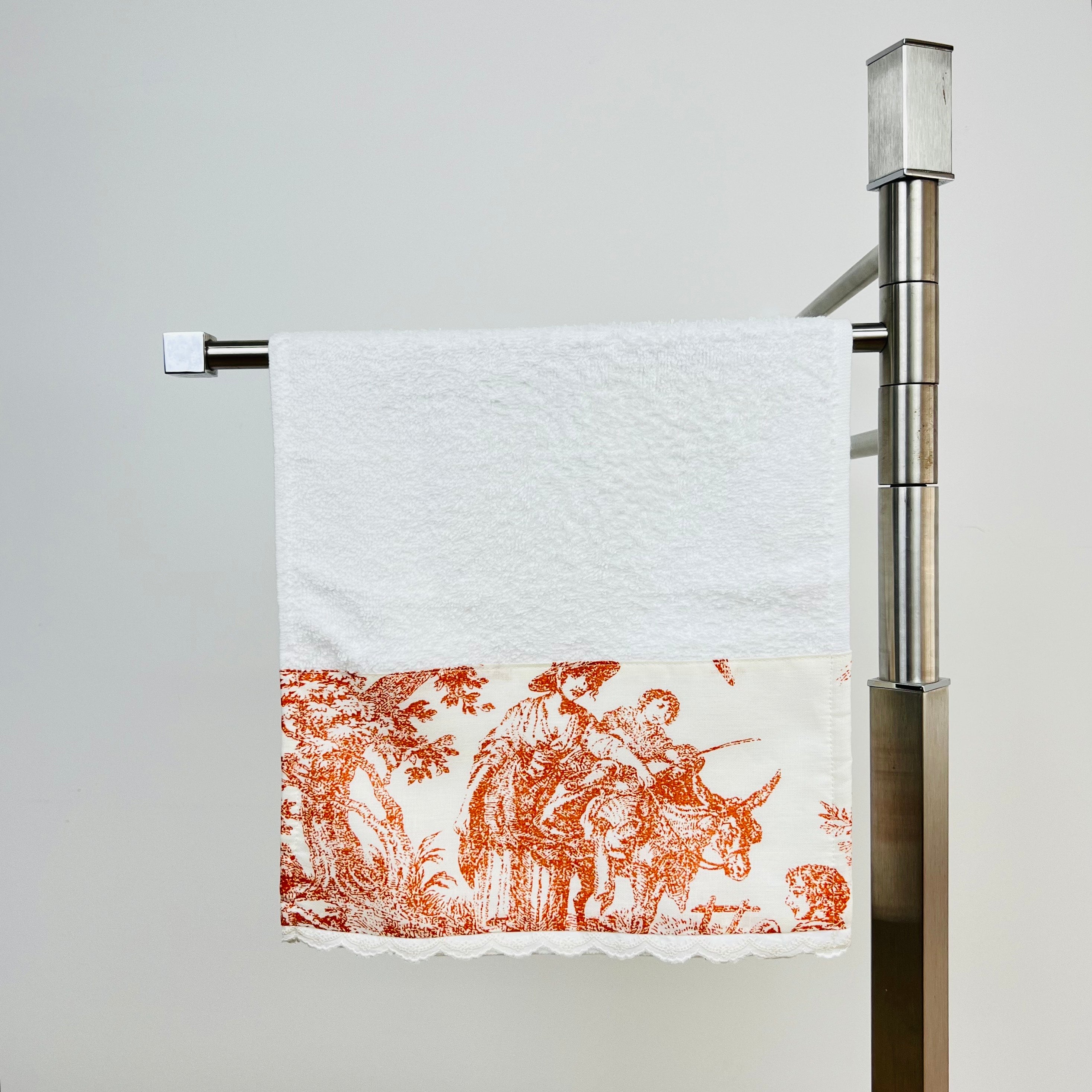 Toalha de Banho Toile de Jouy Terracota