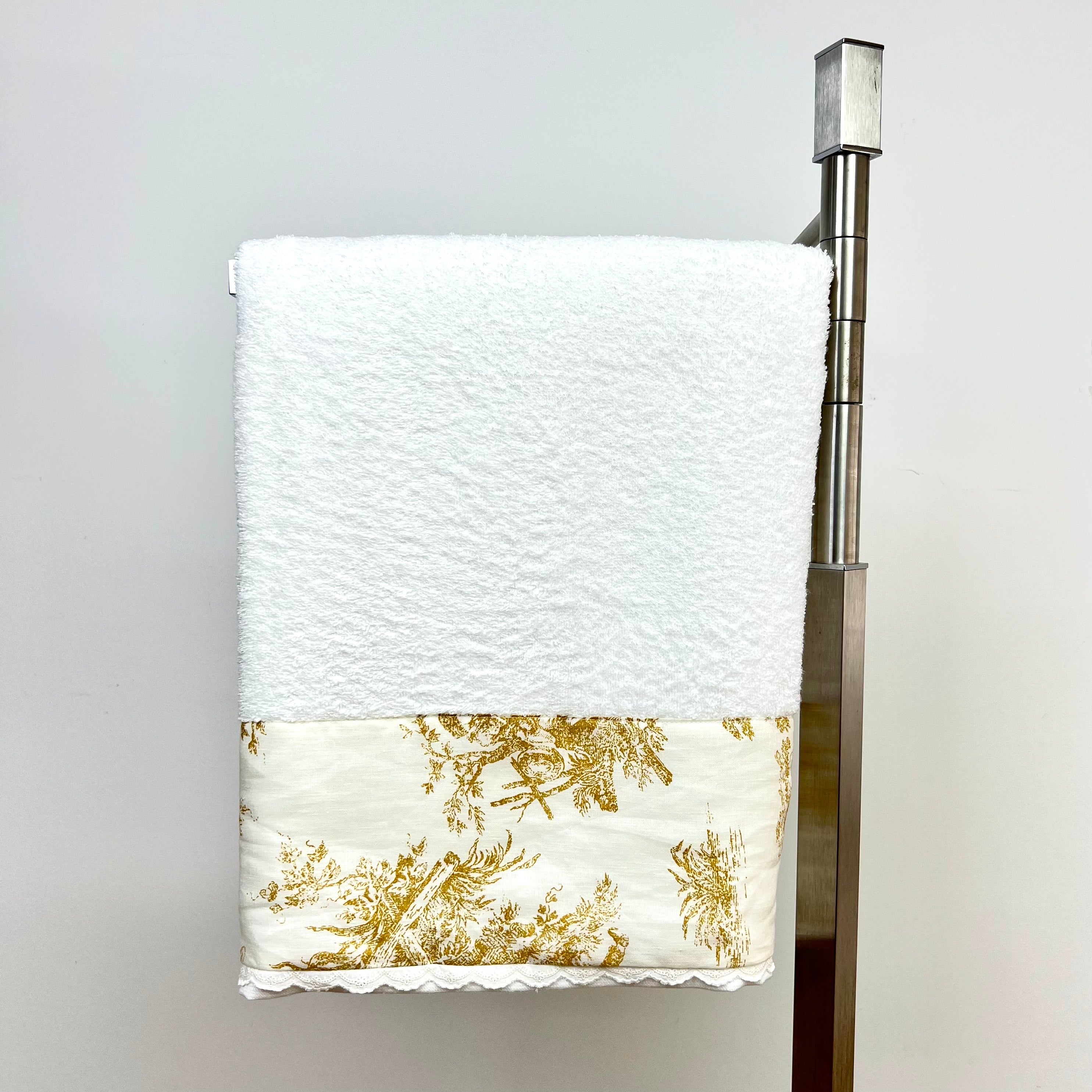 Toalha de Banho Toile de Jouy Dourado