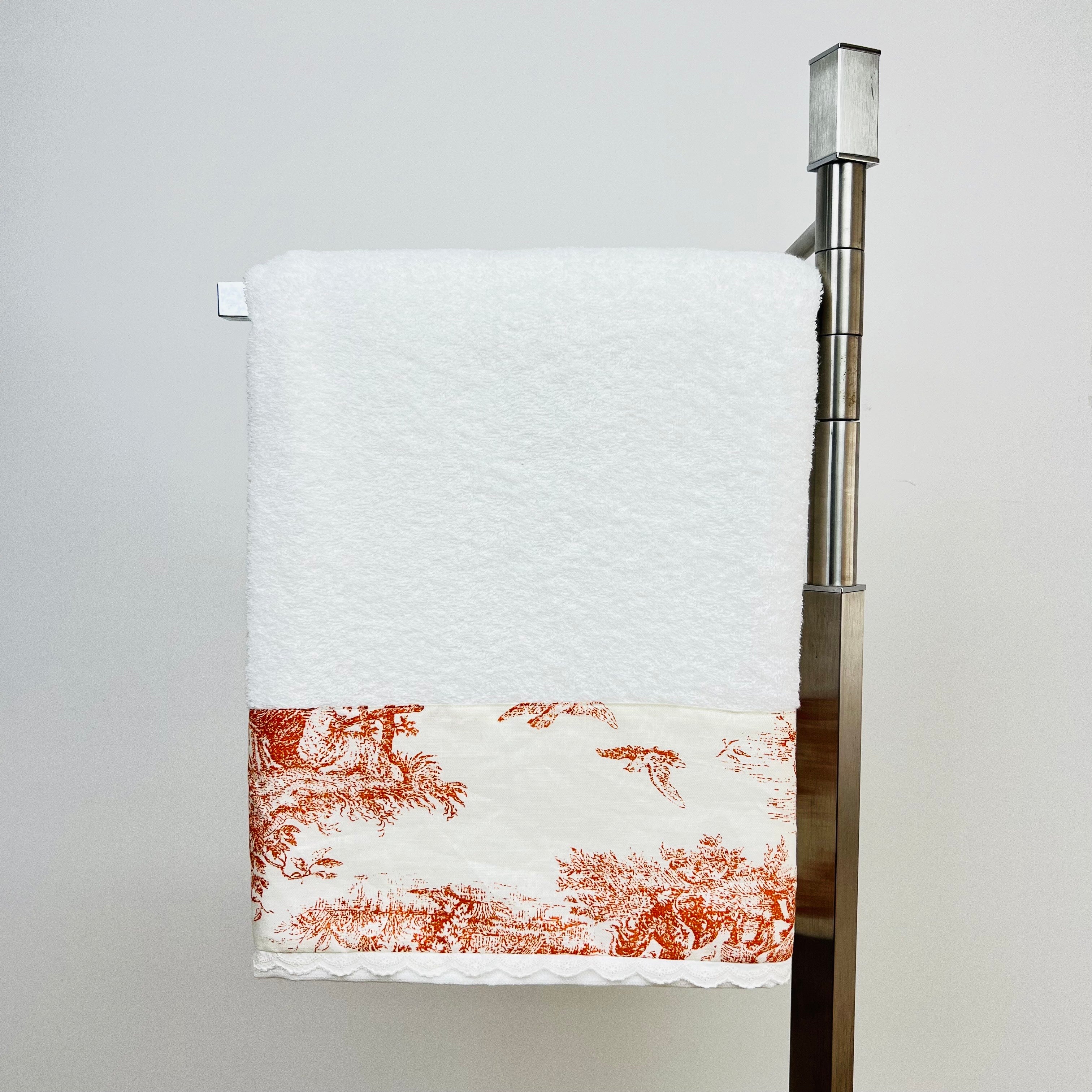 Toalha de Banho Toile de Jouy Terracota