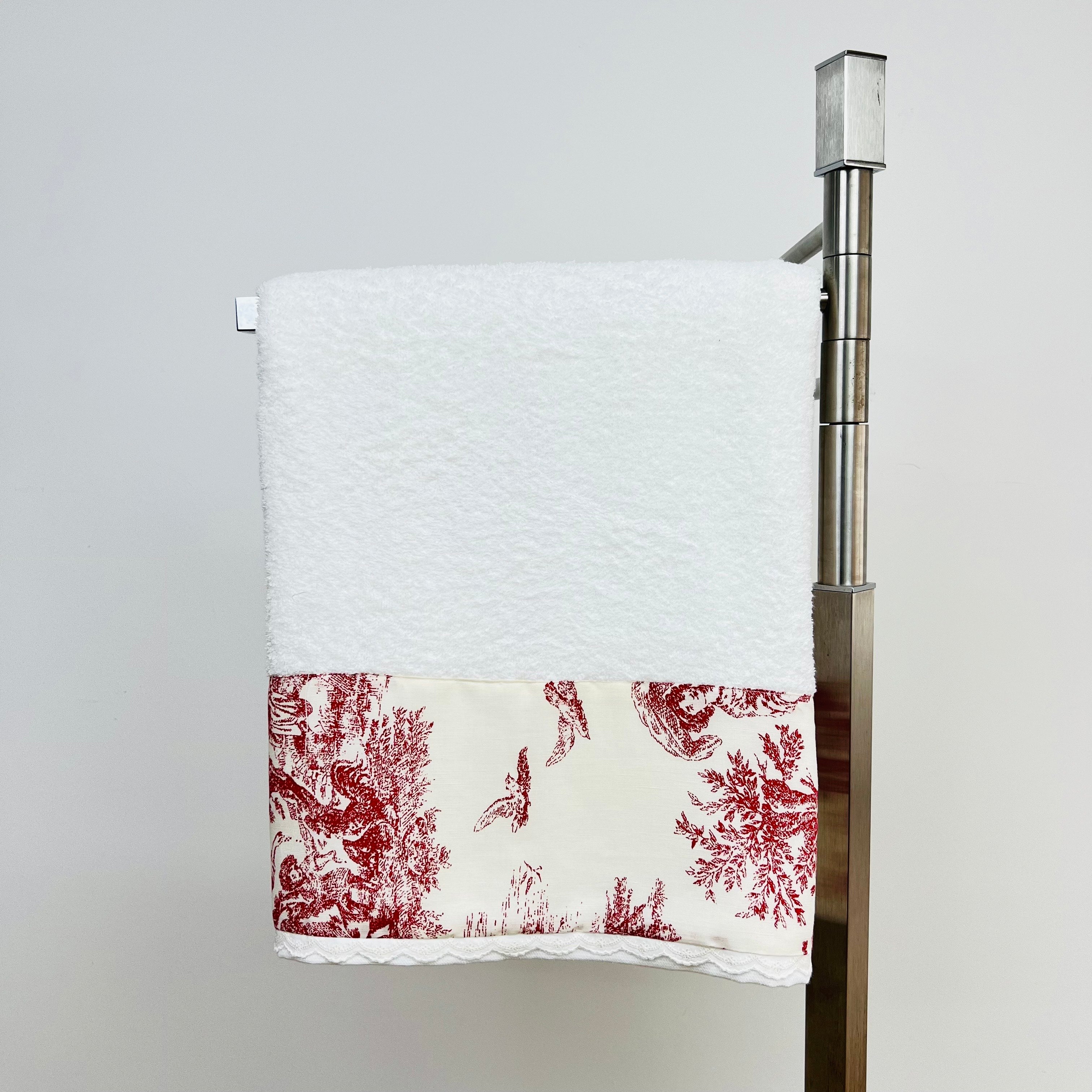 Toalha de Banho Toile de Jouy Vermelho
