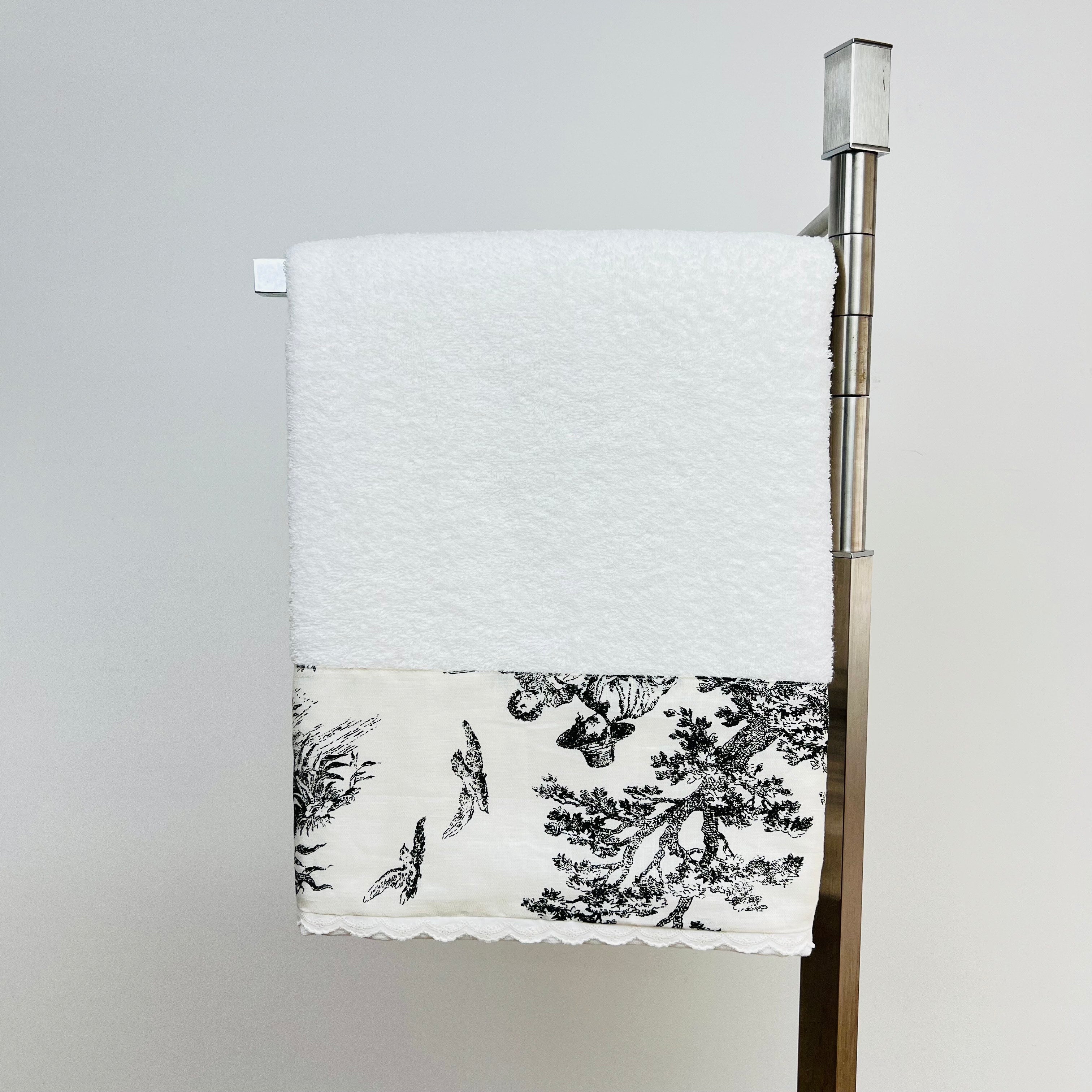 Toalha de Banho Toile de Jouy Preto