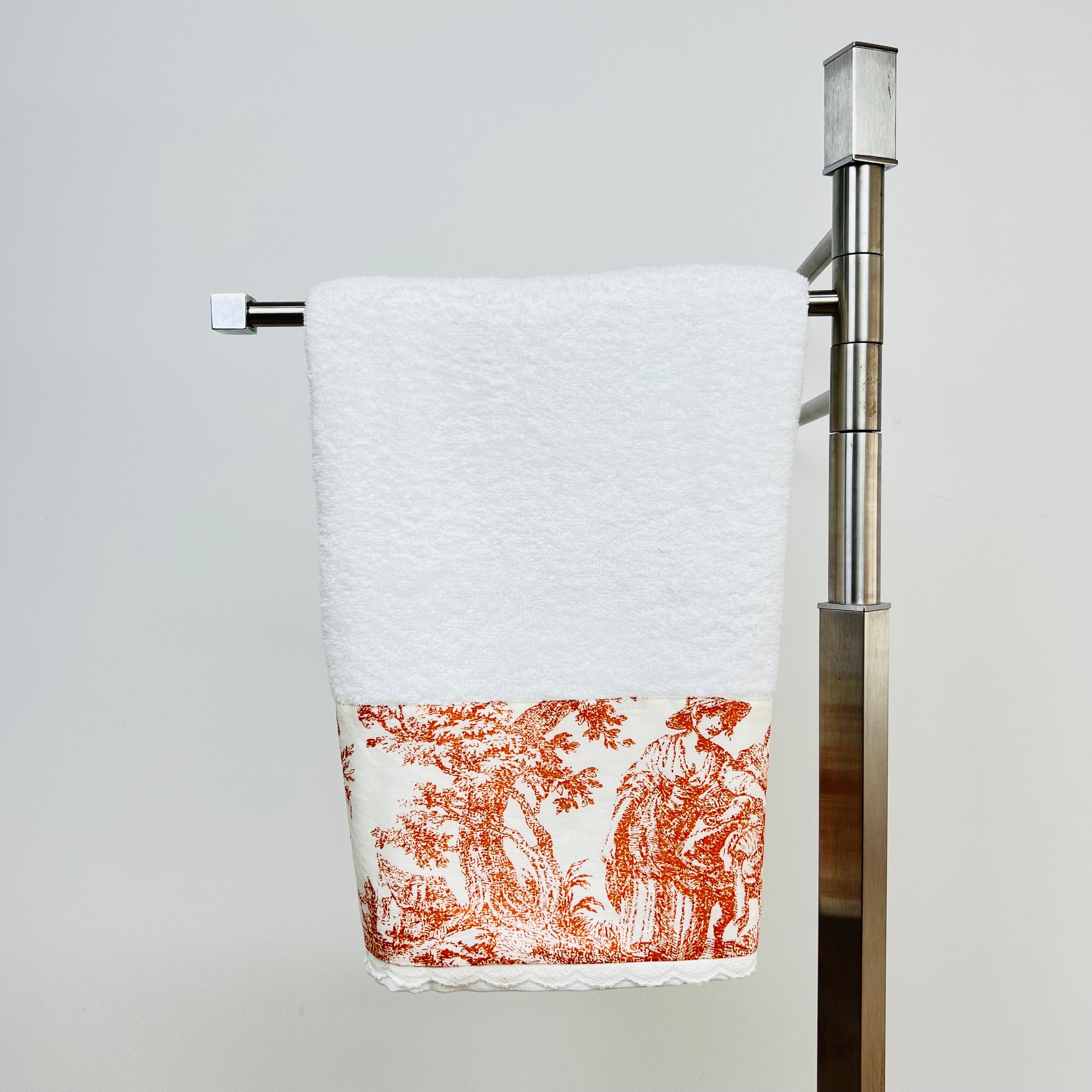 Toalha de Banho Toile de Jouy Terracota