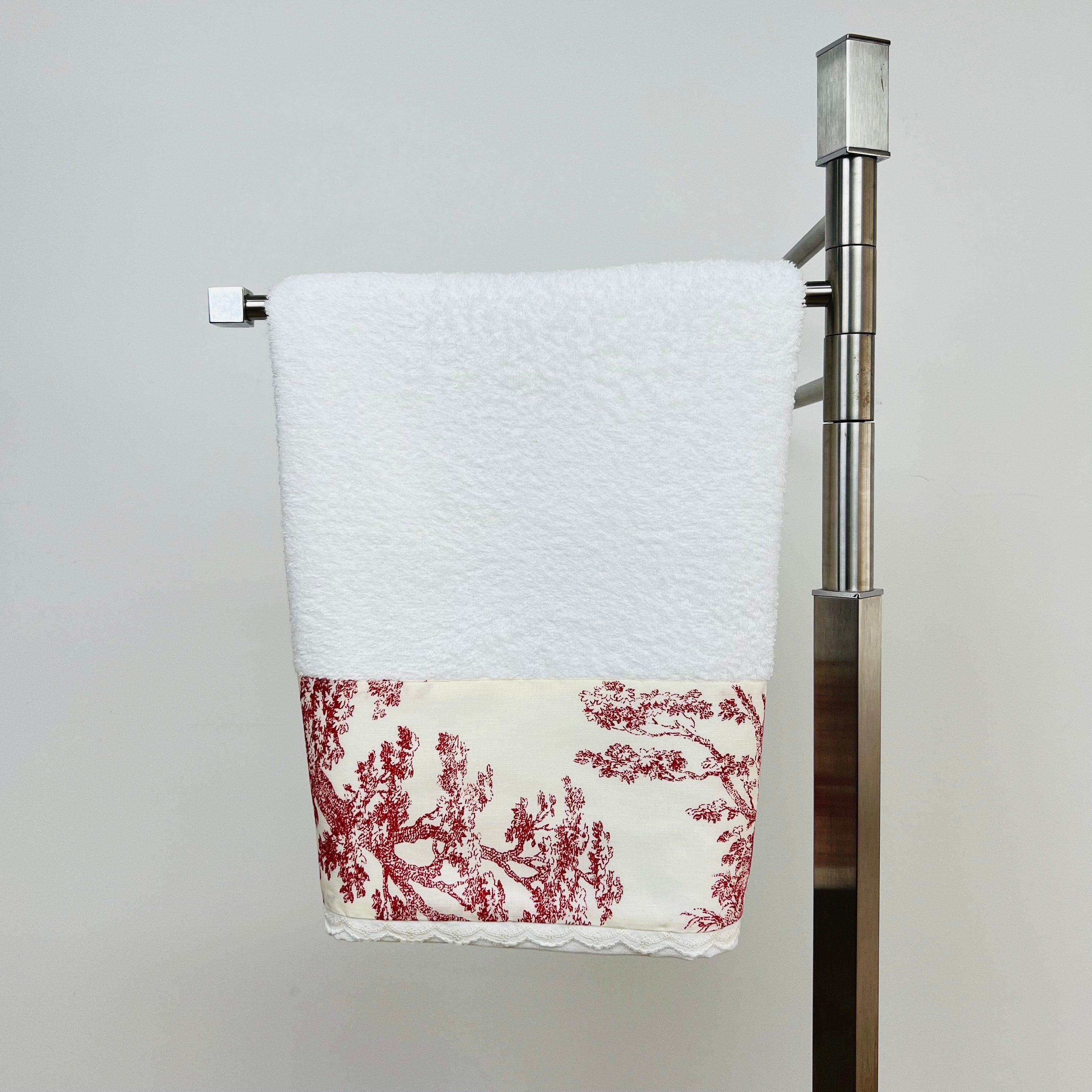 Toalha de Banho Toile de Jouy Vermelho