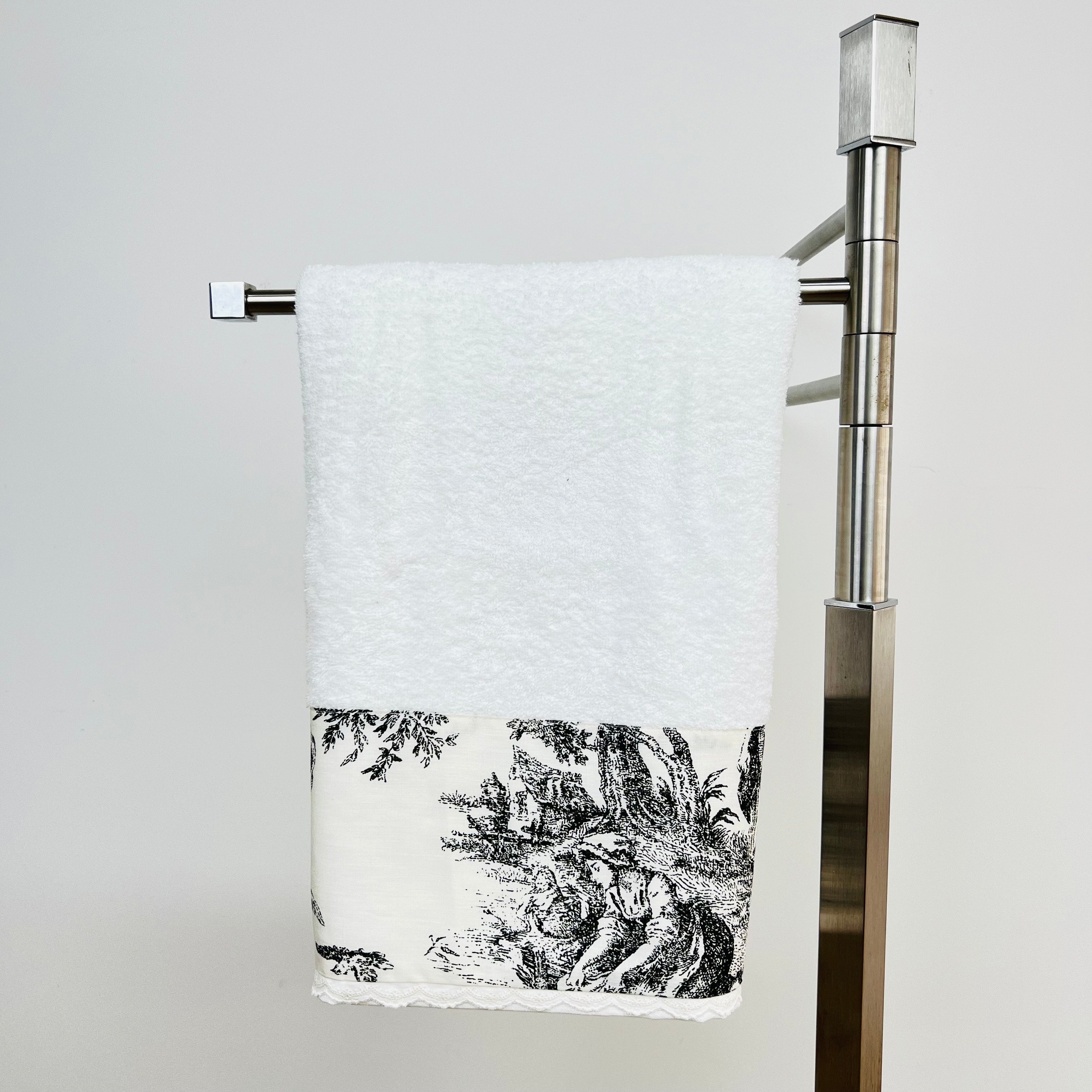 Toalha de Banho Toile de Jouy Preto