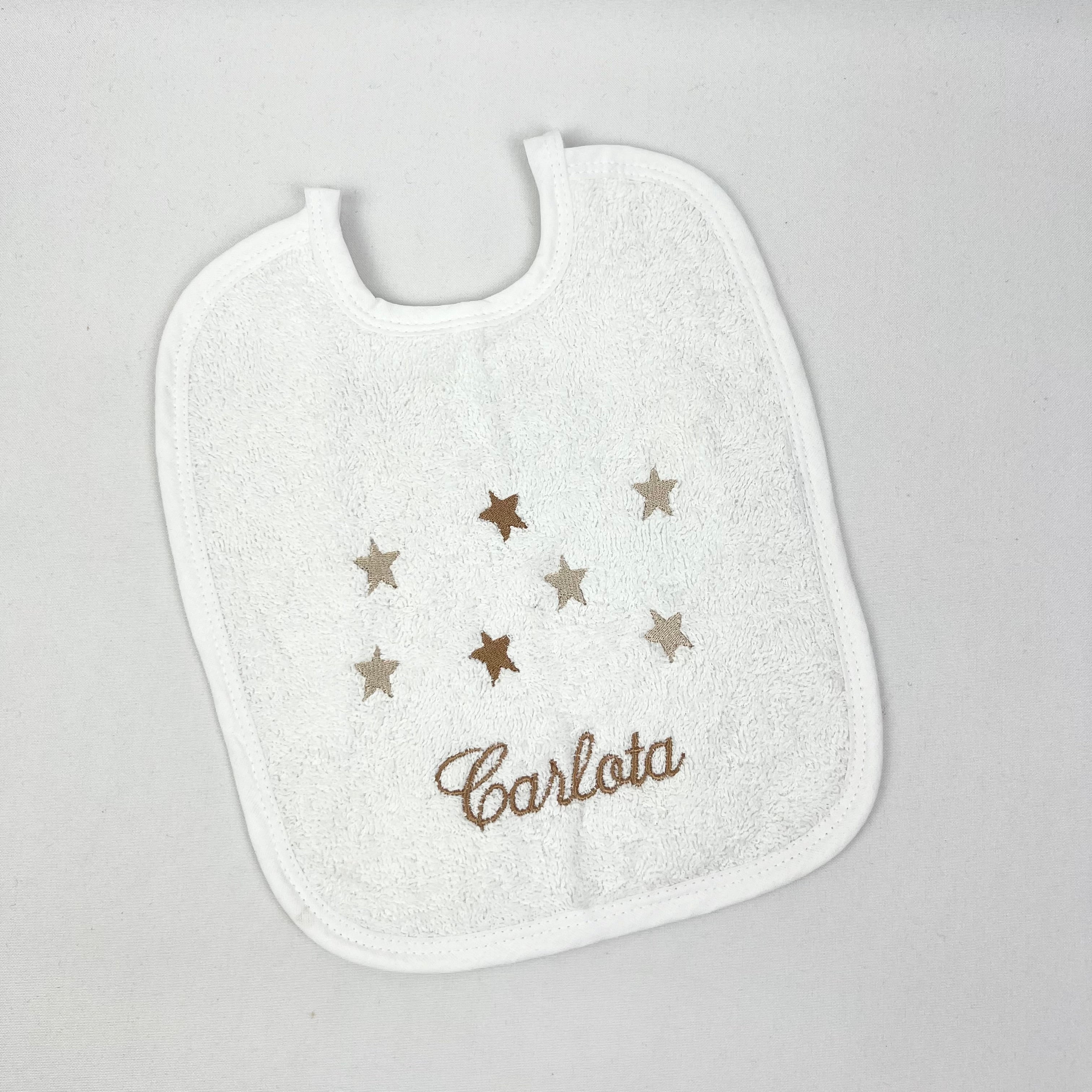 Babete Felpo Branco Estrelas Personalizável