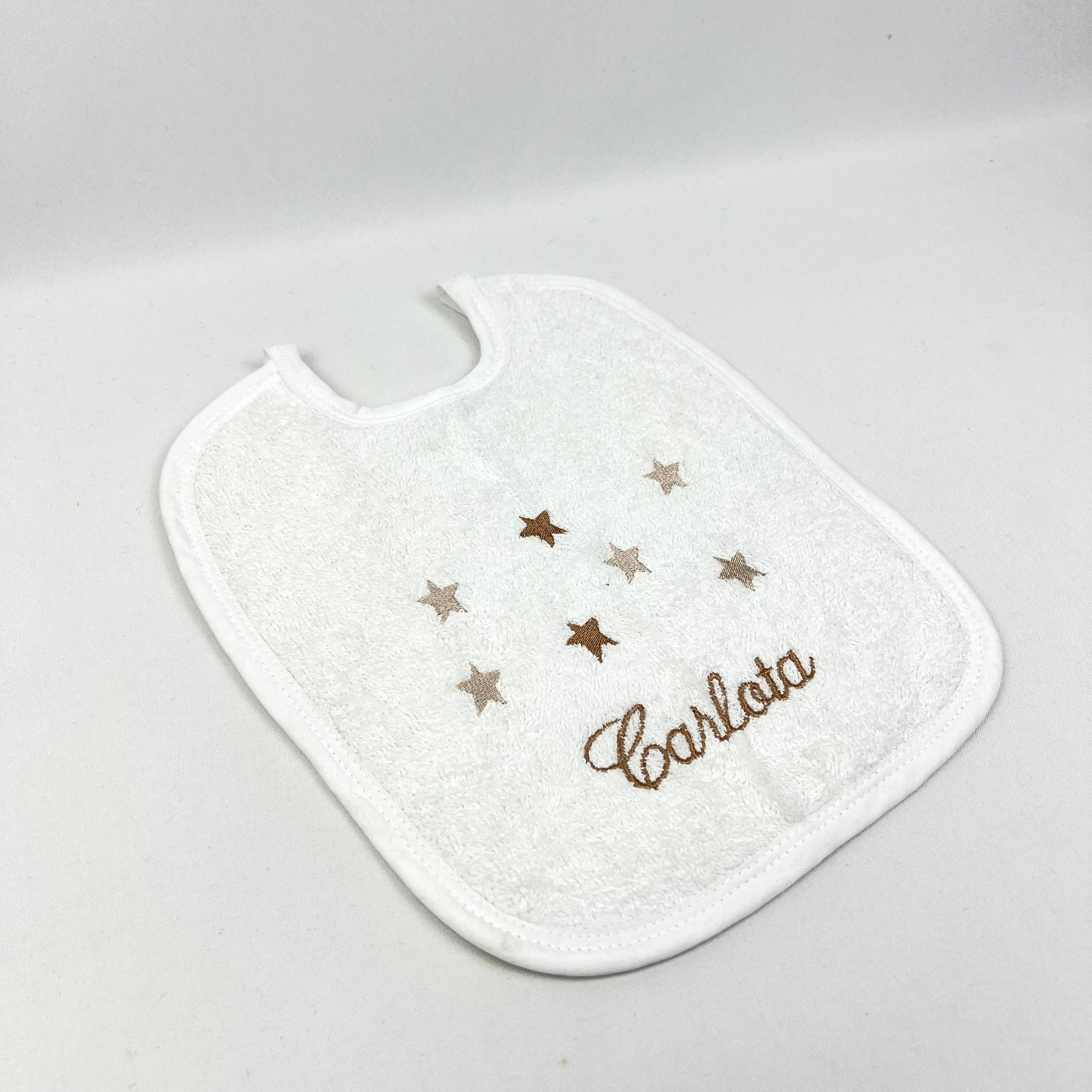 Babete Felpo Branco Estrelas Personalizável