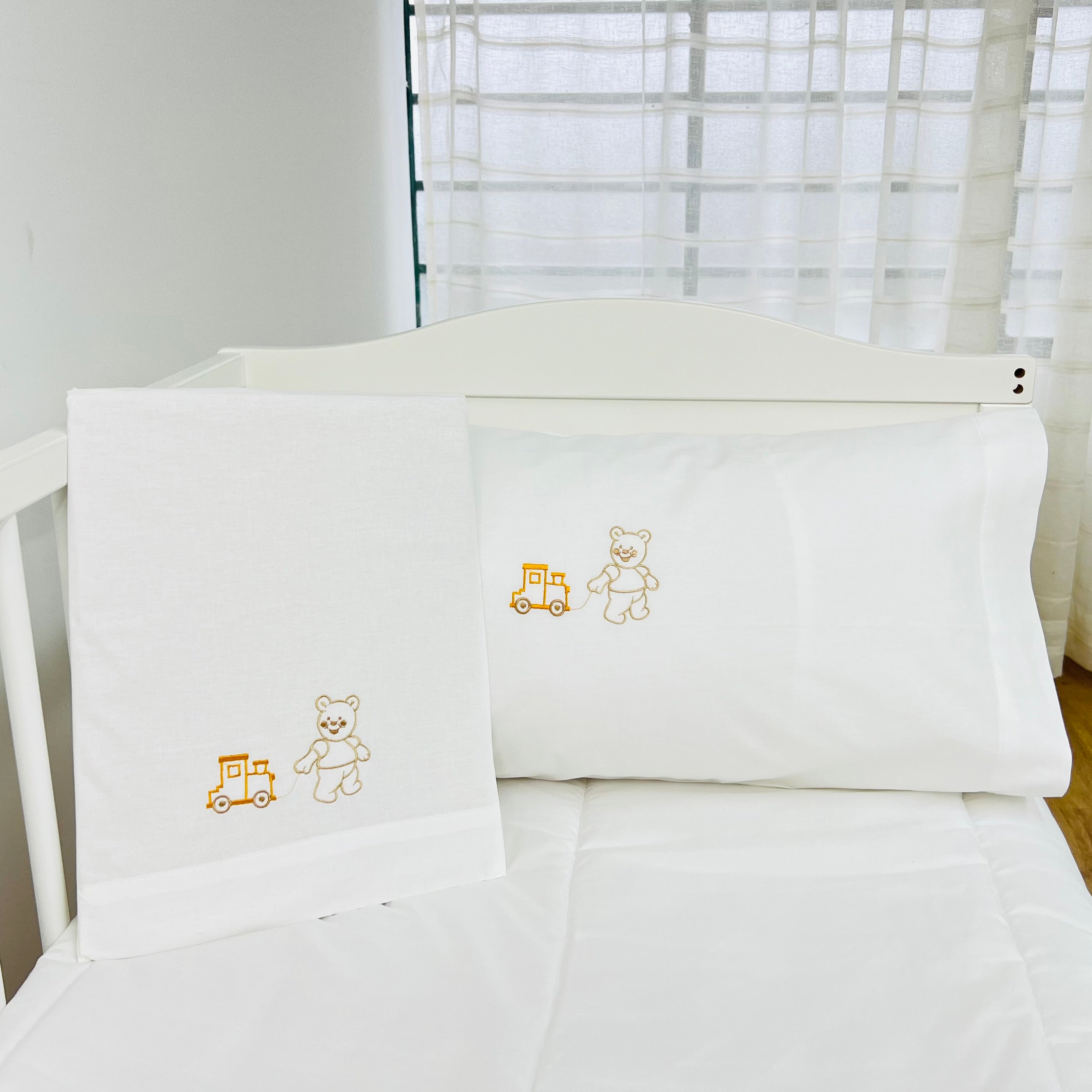 Jogo de Cama Bebé Urso Carrinho