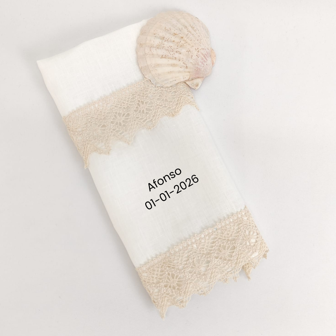 Toalha de Batismo Crochê Personalizável