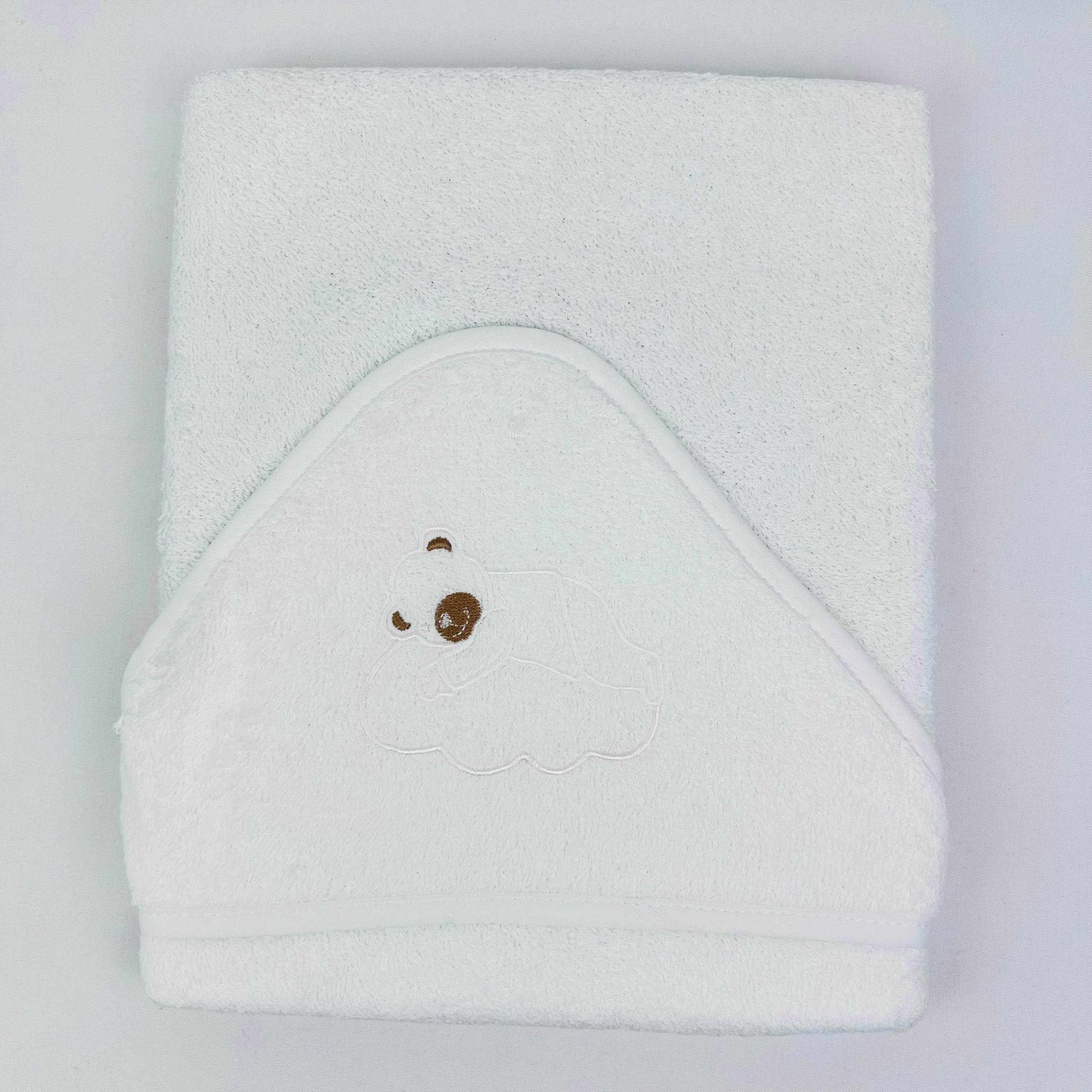 Toalha Banho Bebé Urso Nuvem White