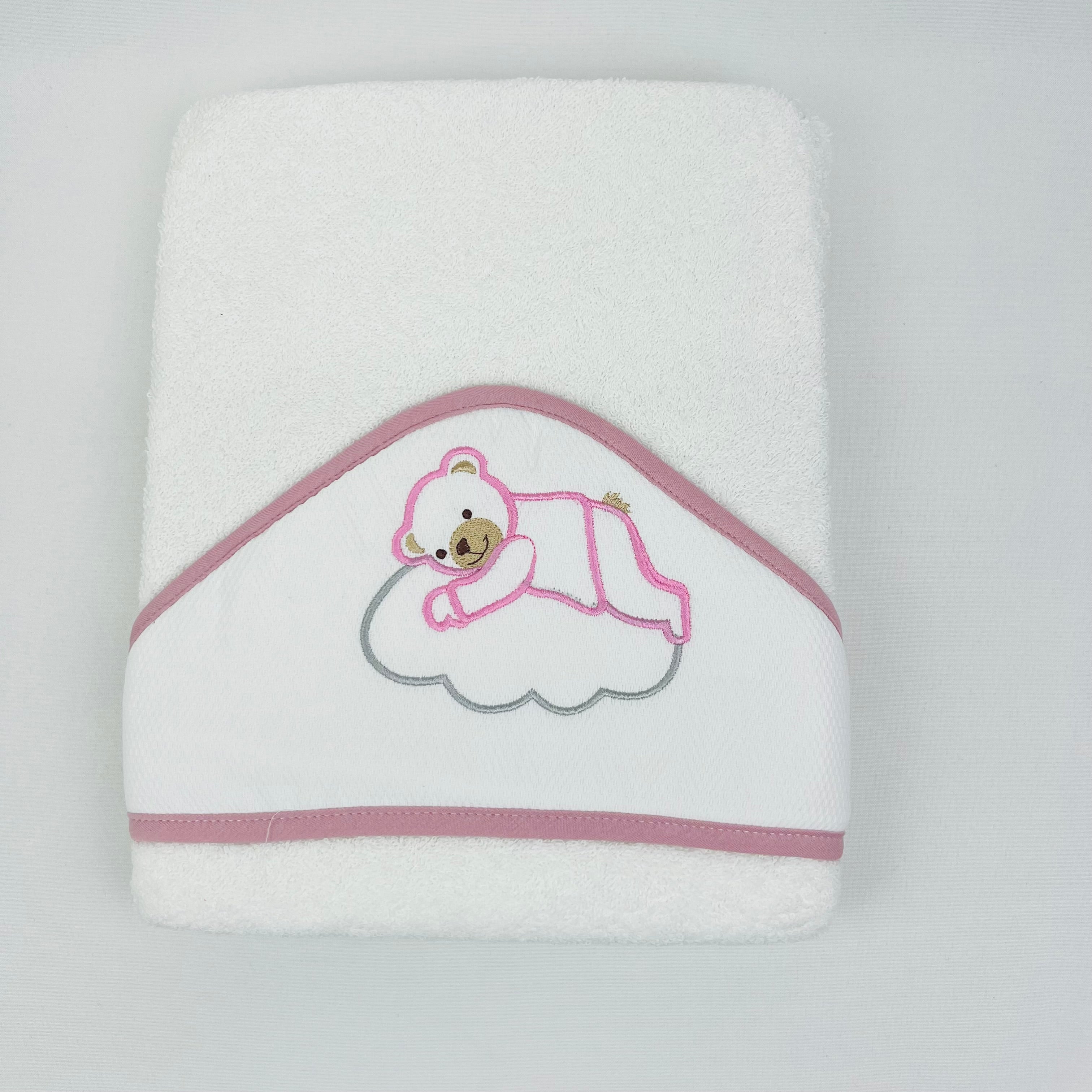 Toalha Banho Bebé Urso Nuvem White