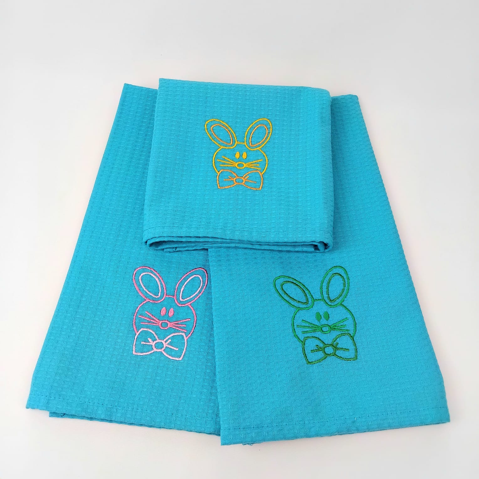 Pano de Cozinha Algodão Easter Rabbit Azul