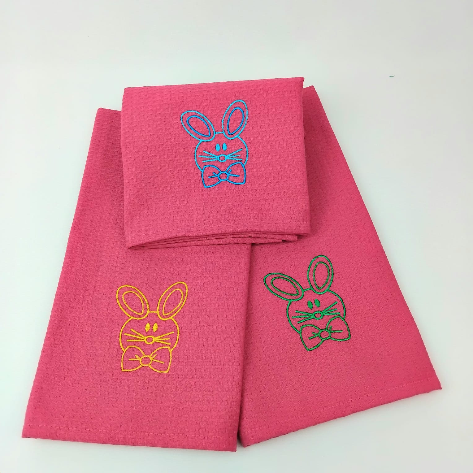 Pano de Cozinha Algodão Easter Rabbit Rosa