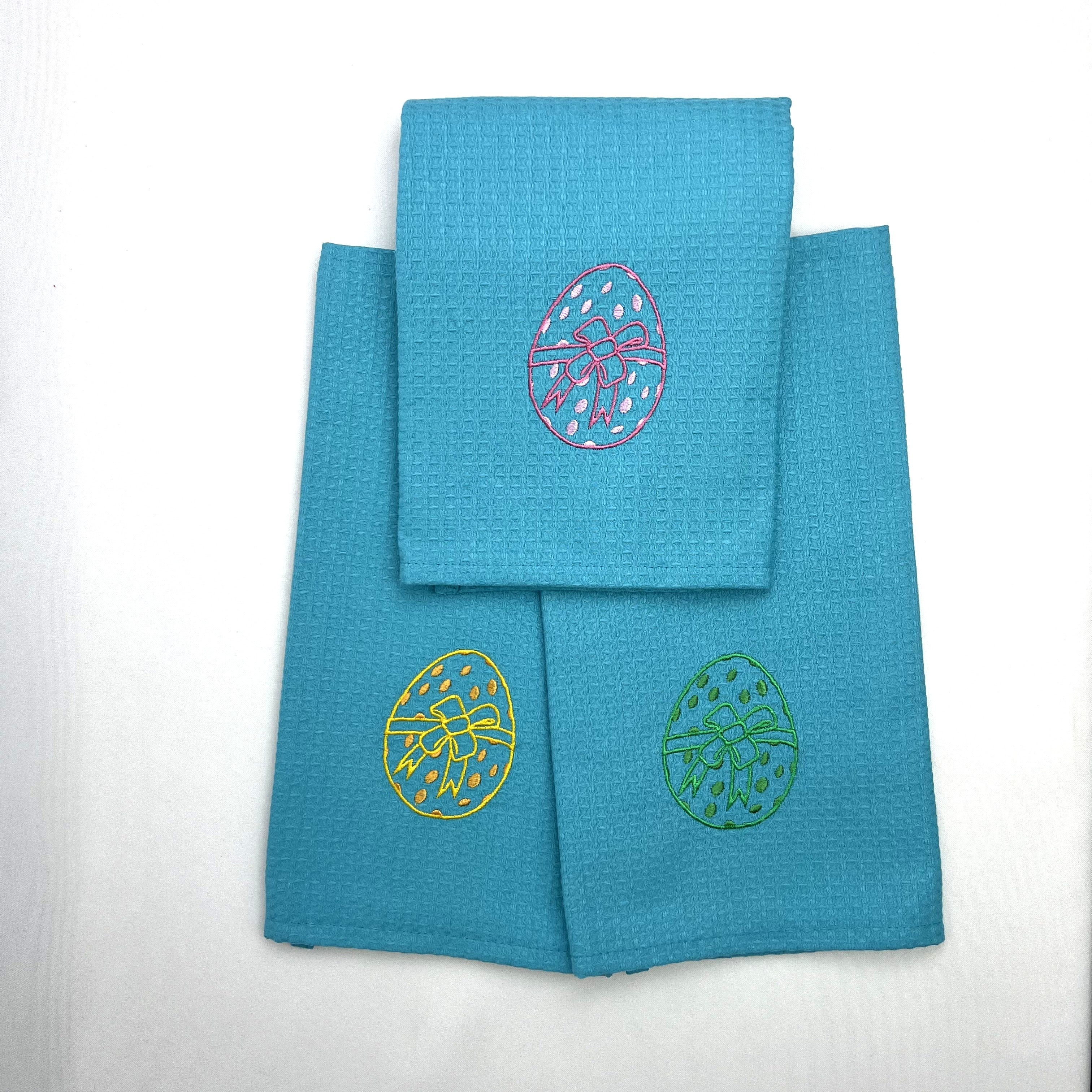 Pano de Cozinha Algodão Easter Egg Azul