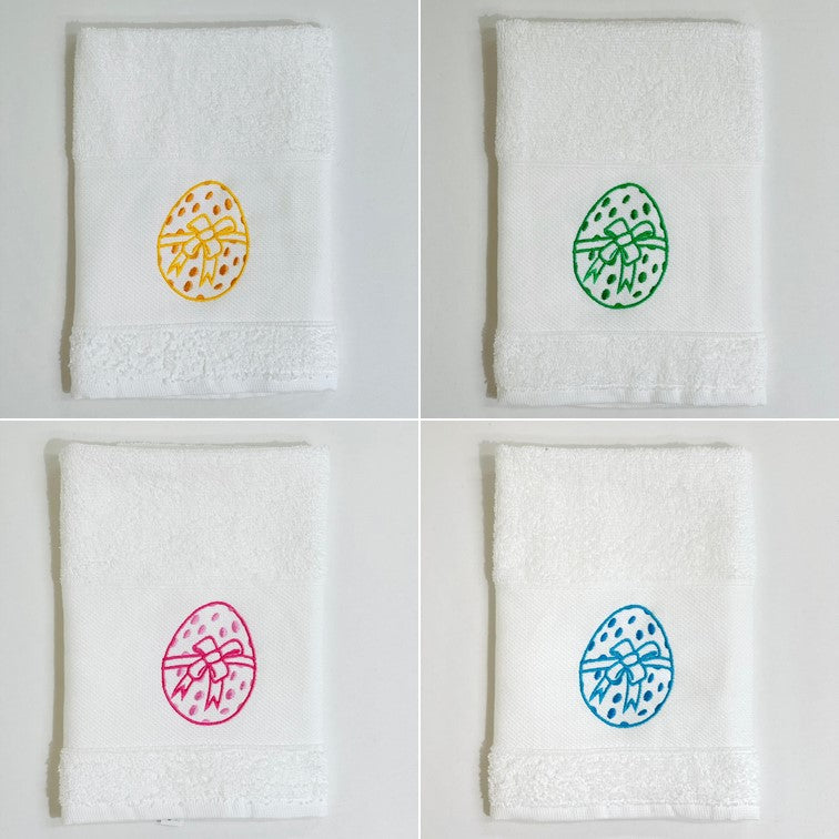 Pano de Cozinha Felpo Branco Ovo Páscoa