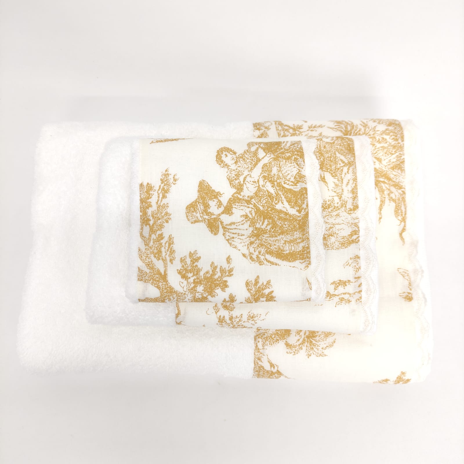 Toalha de Banho Toile de Jouy Dourado