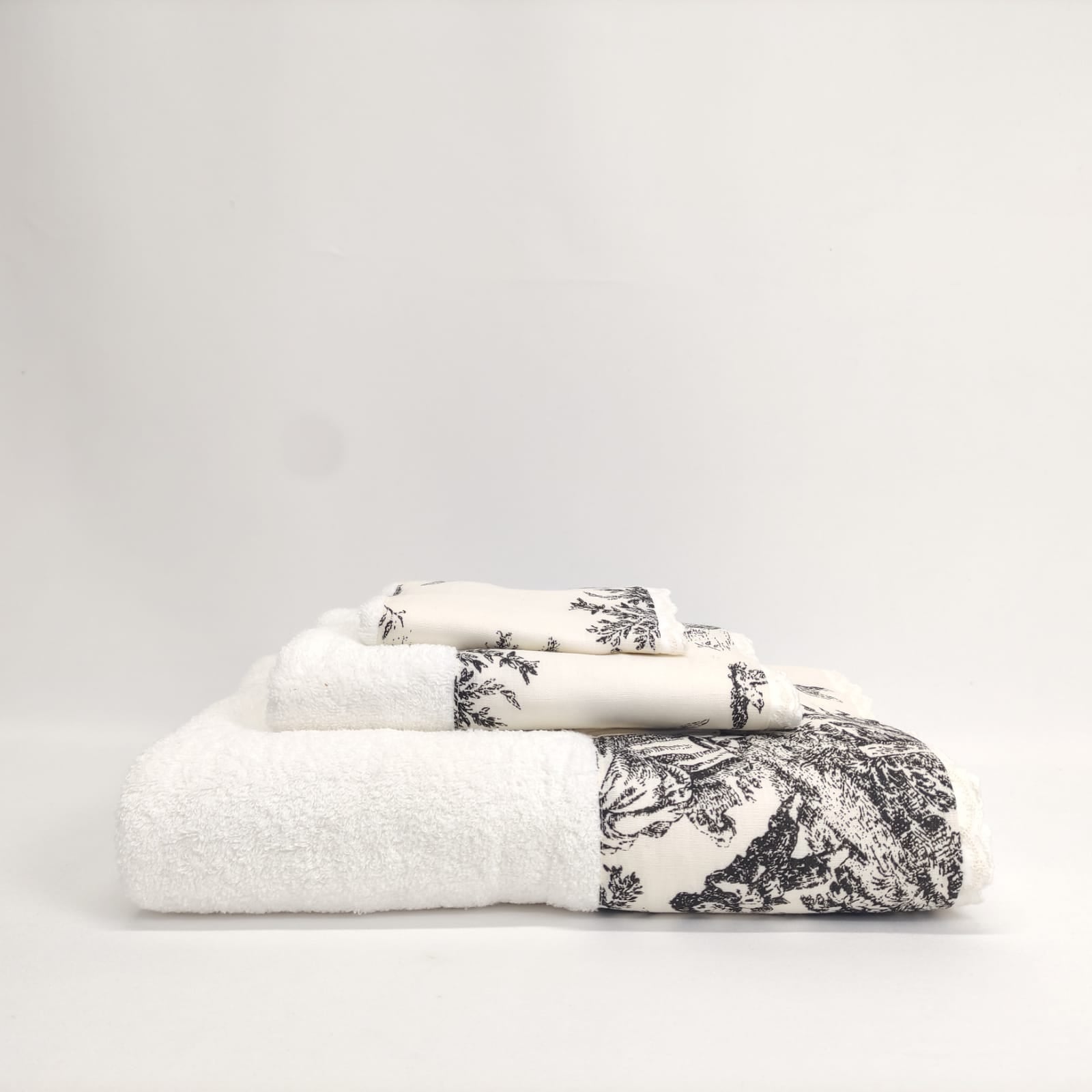 Toalha de Banho Toile de Jouy Preto