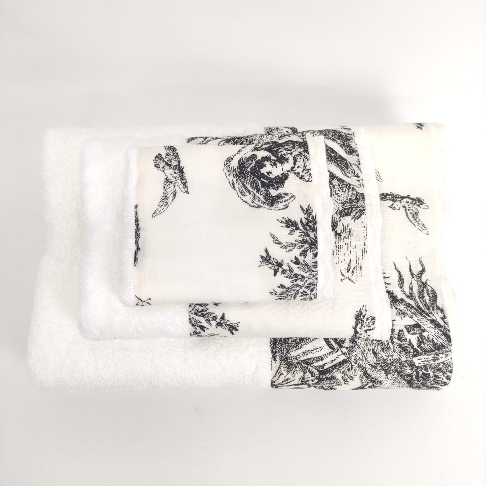 Toalha de Banho Toile de Jouy Preto