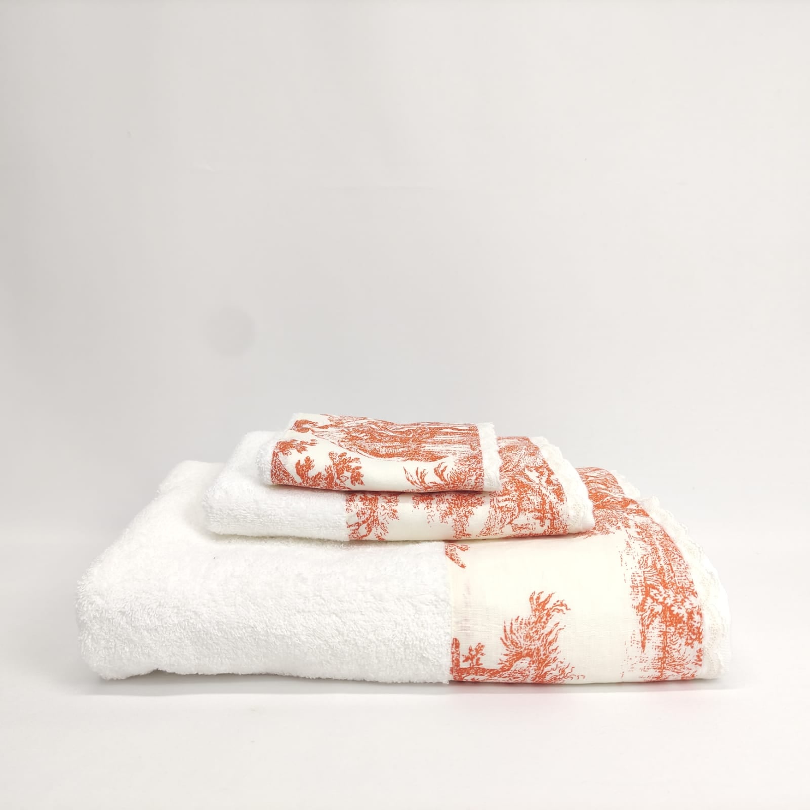 Toalha de Banho Toile de Jouy Terracota