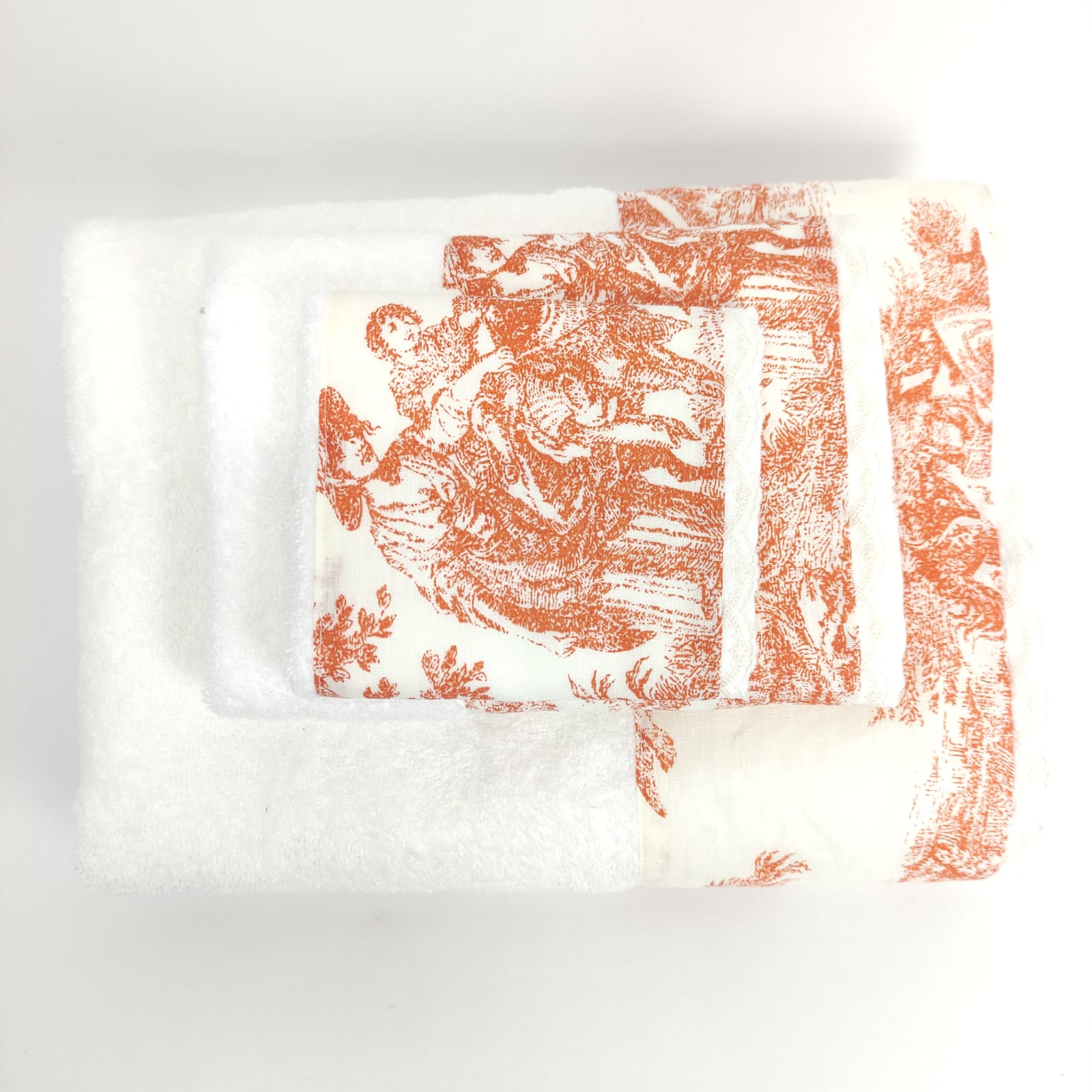 Toalha de Banho Toile de Jouy Terracota