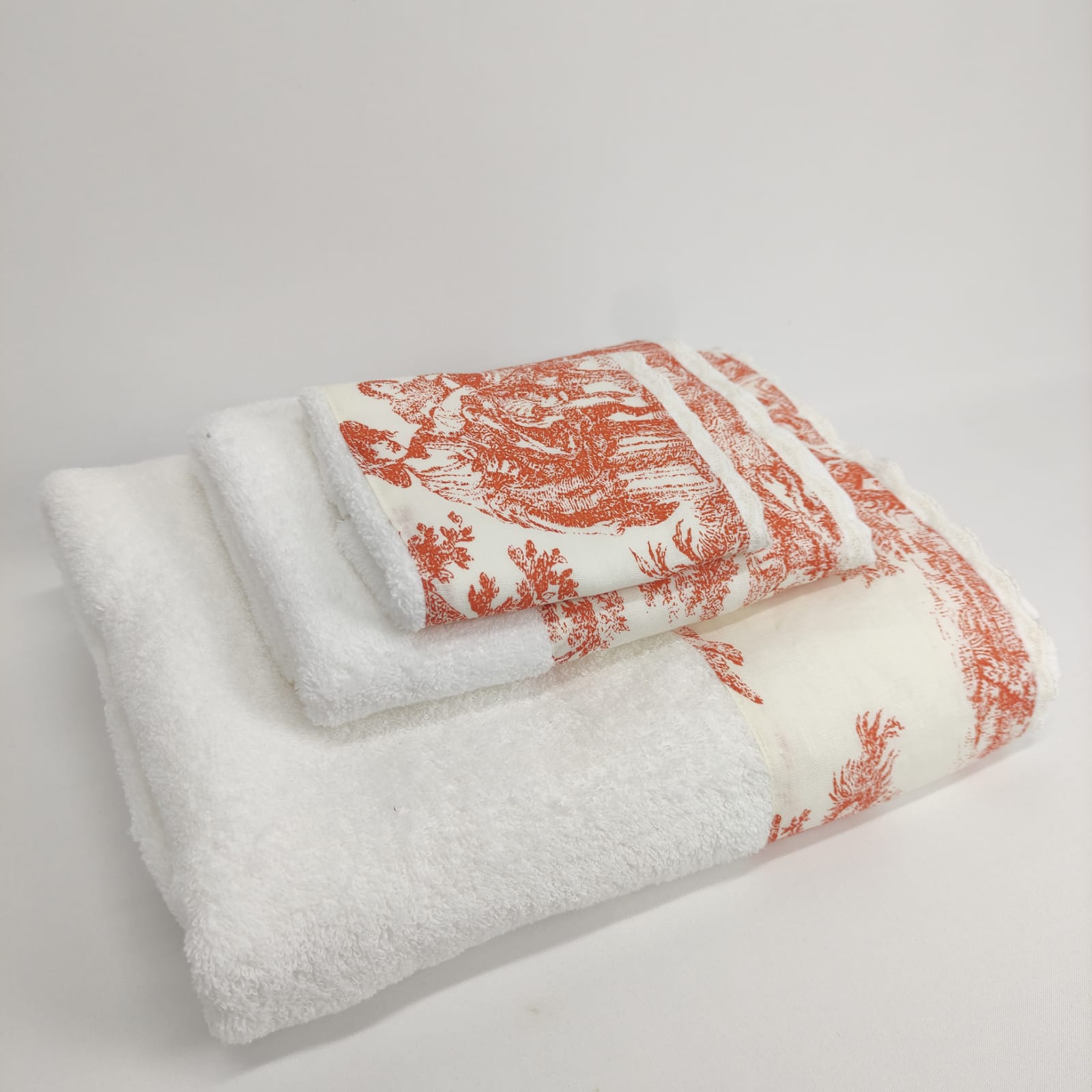 Toalha de Banho Toile de Jouy Terracota
