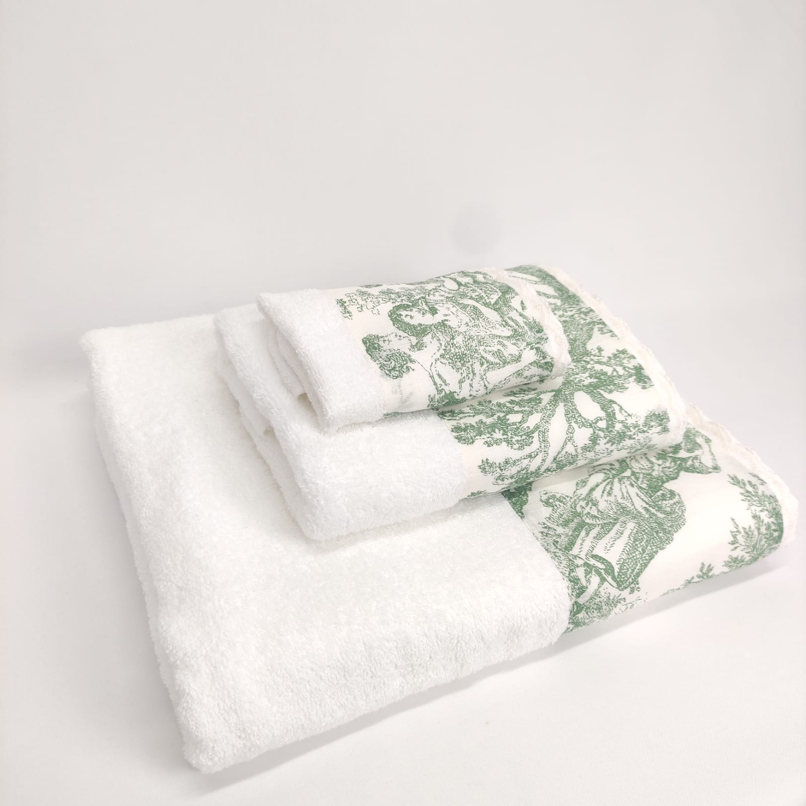 Toalha de Banho Toile de Jouy Verde