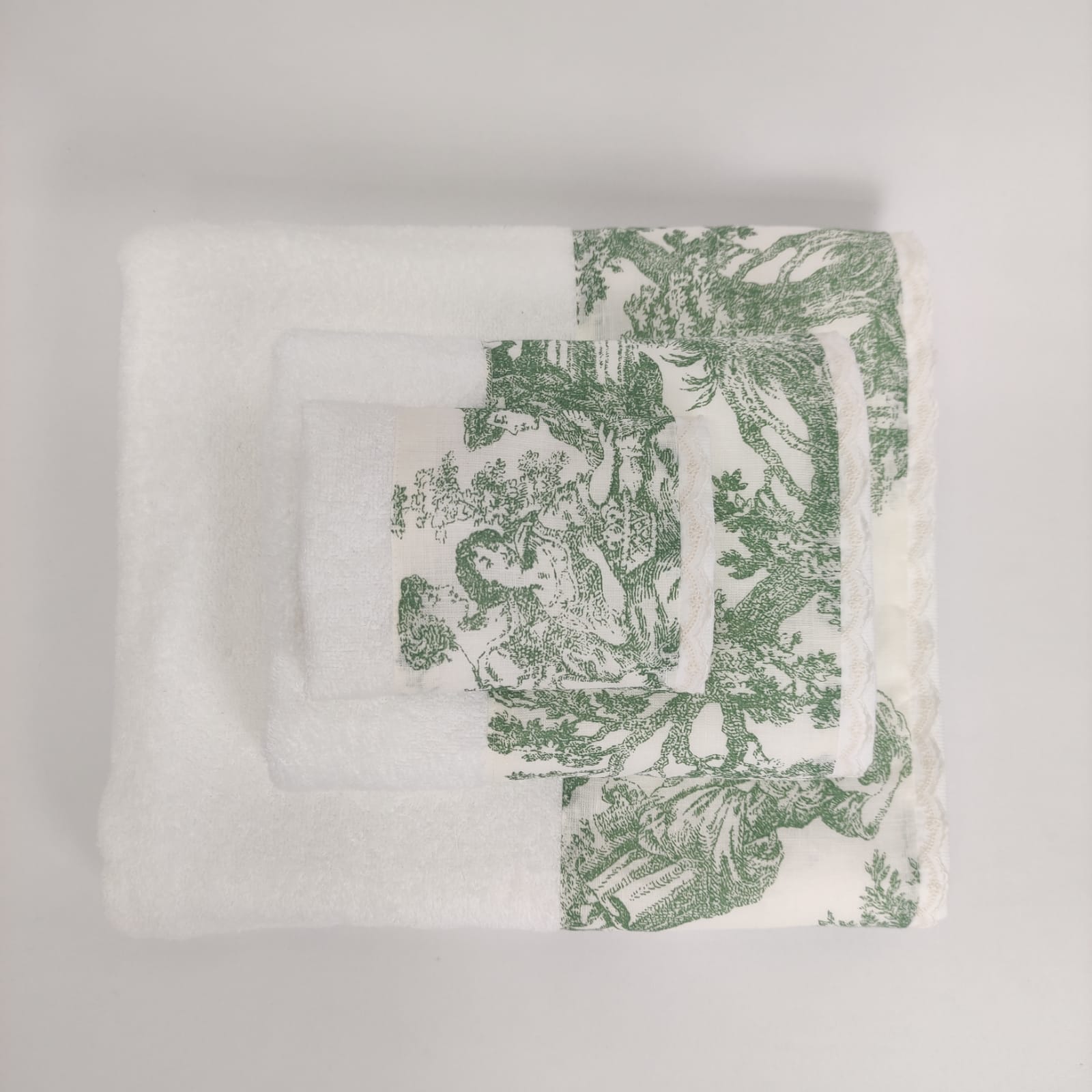 Toalha de Banho Toile de Jouy Verde