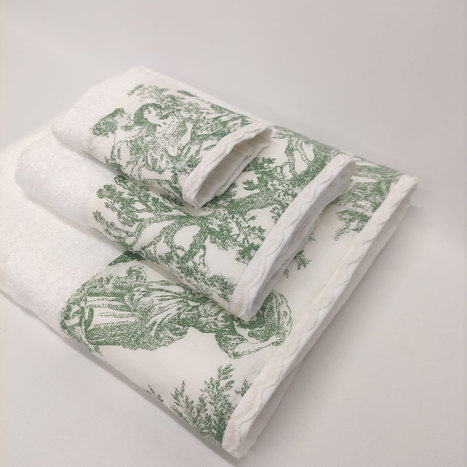 Toalha de Banho Toile de Jouy Verde