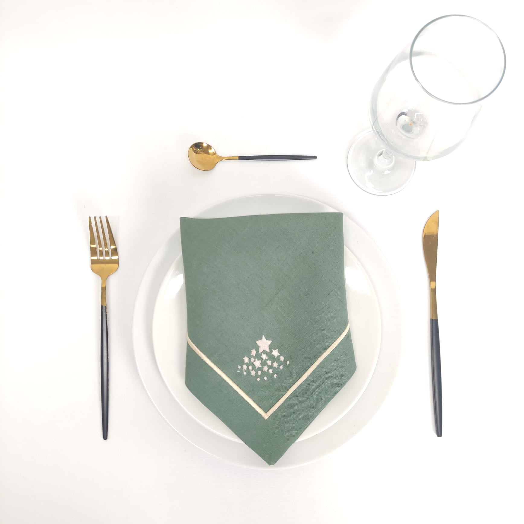 Guardanapo Linho ROL Verde Estrelinhas