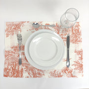 Individual Linho Toile de Jouy Terracota Four Line