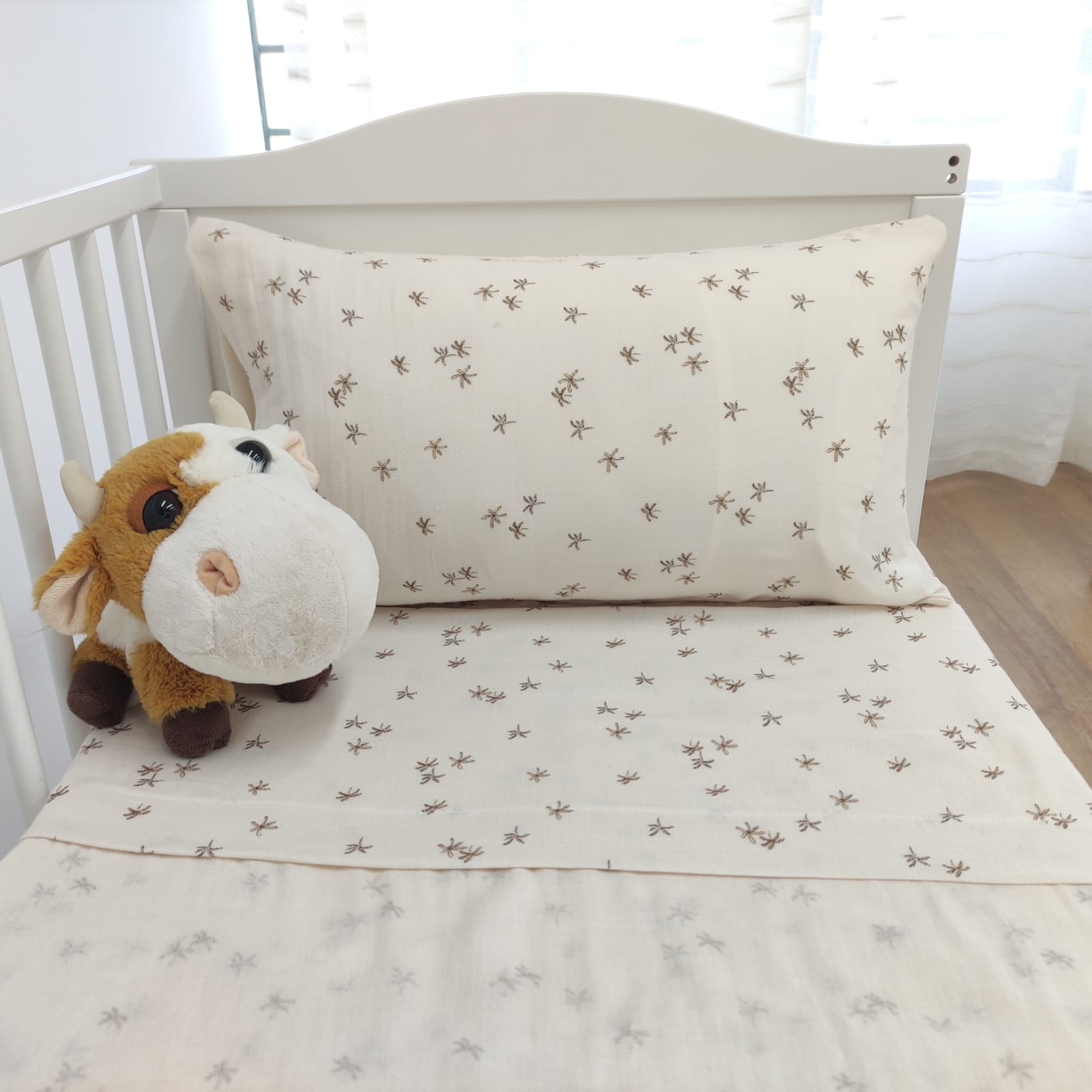 Jogo de Cama Bebé Musselina Folhas