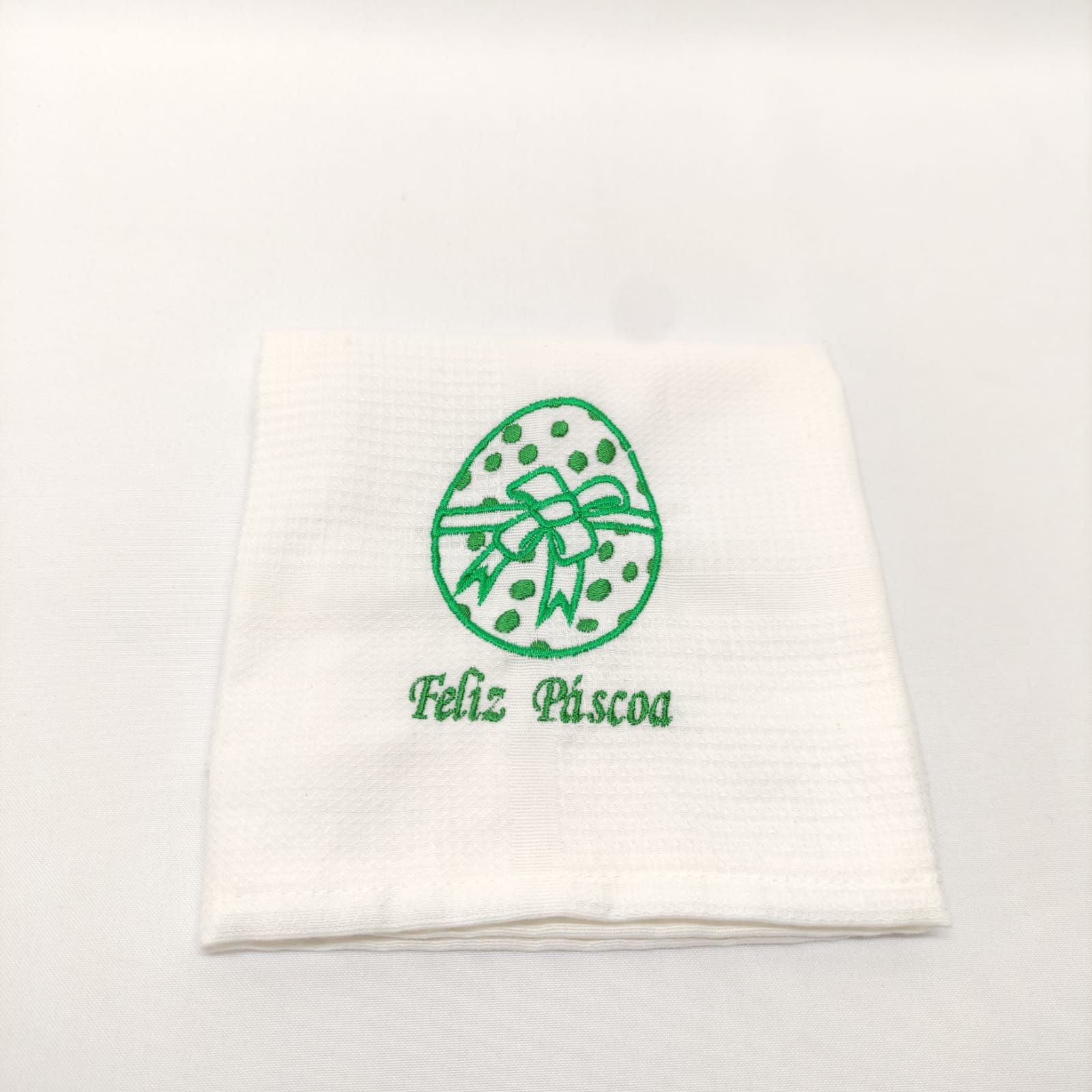 Pano de Cozinha Algodão Branco Ovo da Páscoa