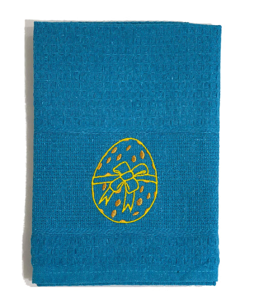 Pano de Cozinha Algodão Páscoa Azul
