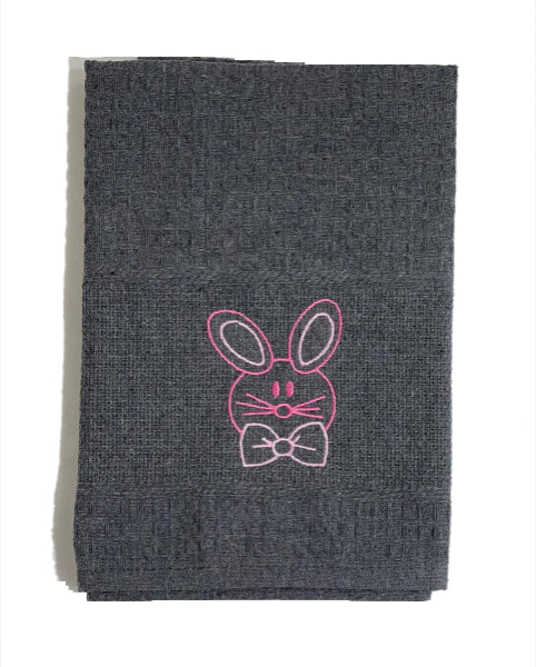 Pano de Cozinha Algodão Páscoa Cinza Escuro