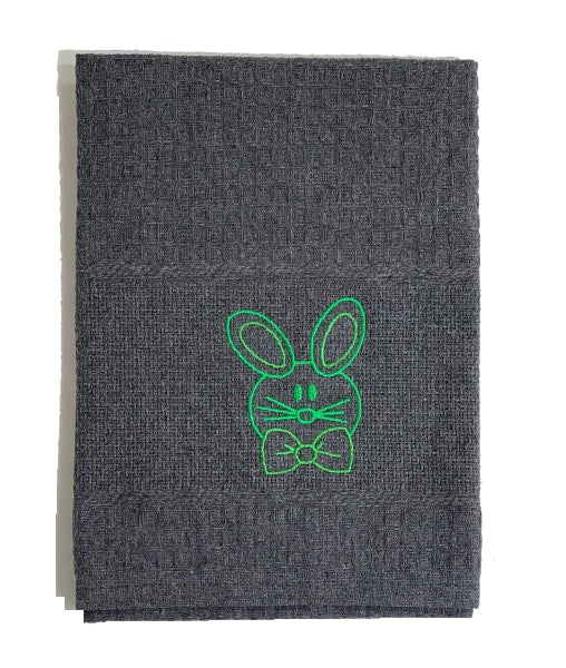 Pano de Cozinha Algodão Páscoa Cinza Escuro
