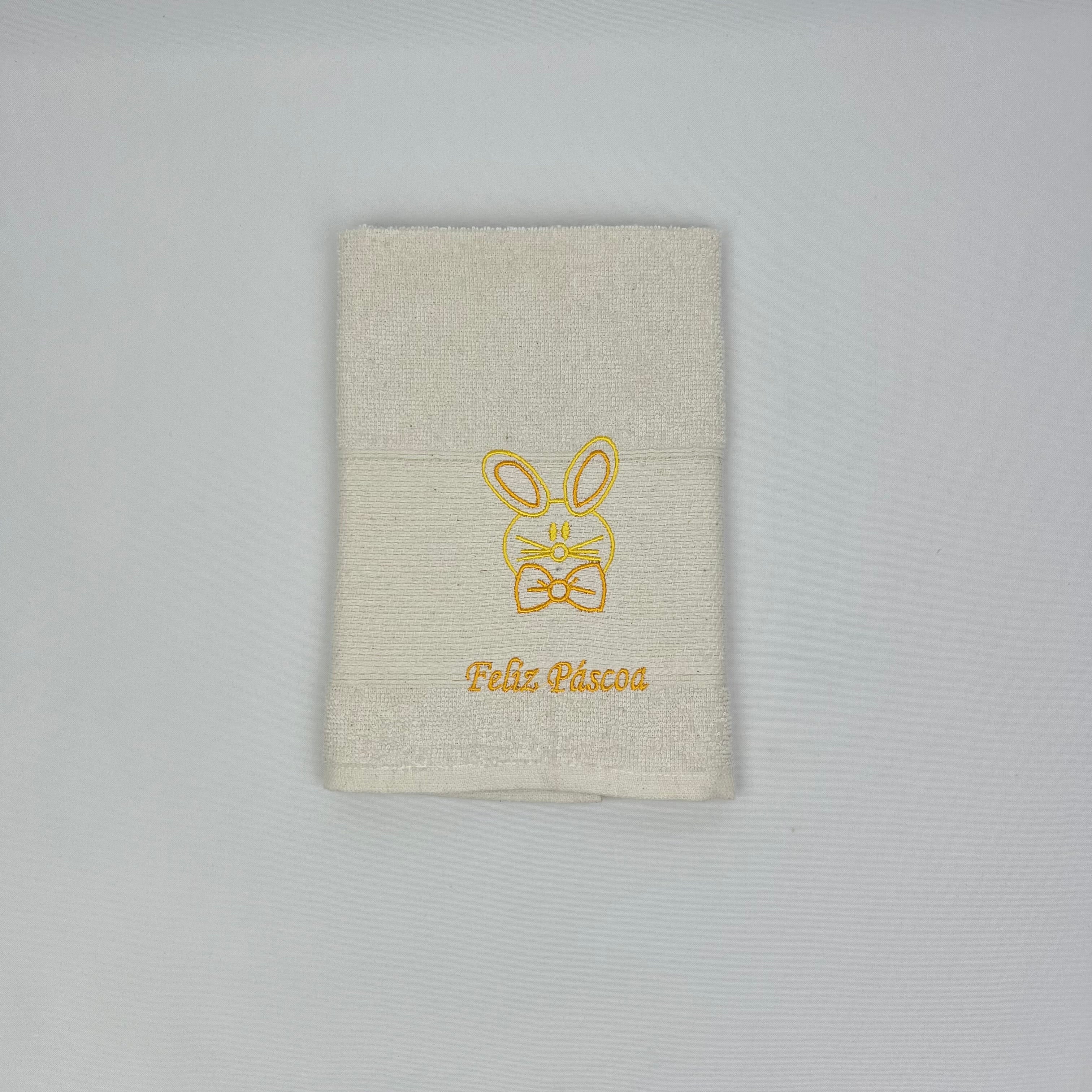 Pano de Cozinha Felpo Bege Coelho Feliz Páscoa