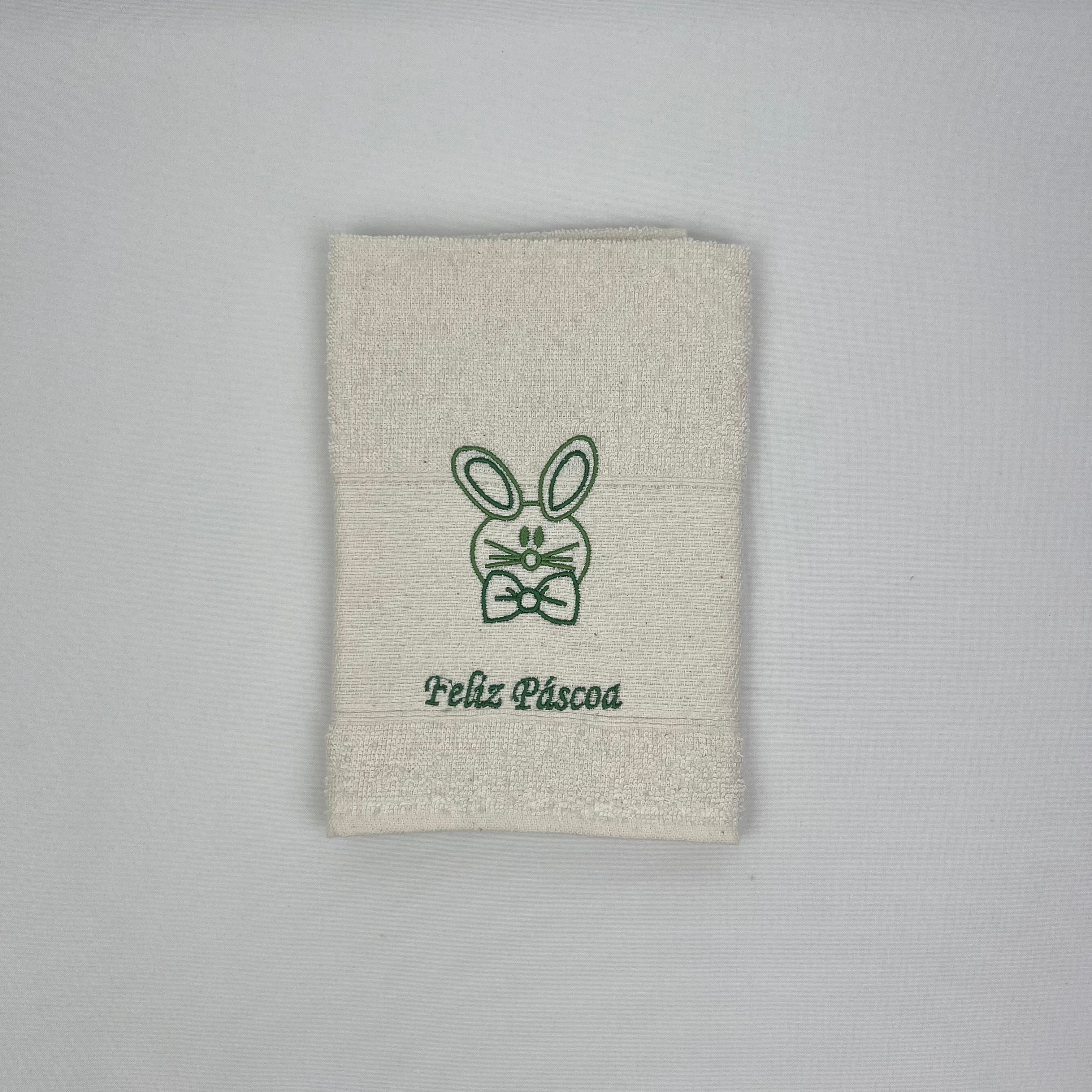 Pano de Cozinha Felpo Bege Coelho Feliz Páscoa