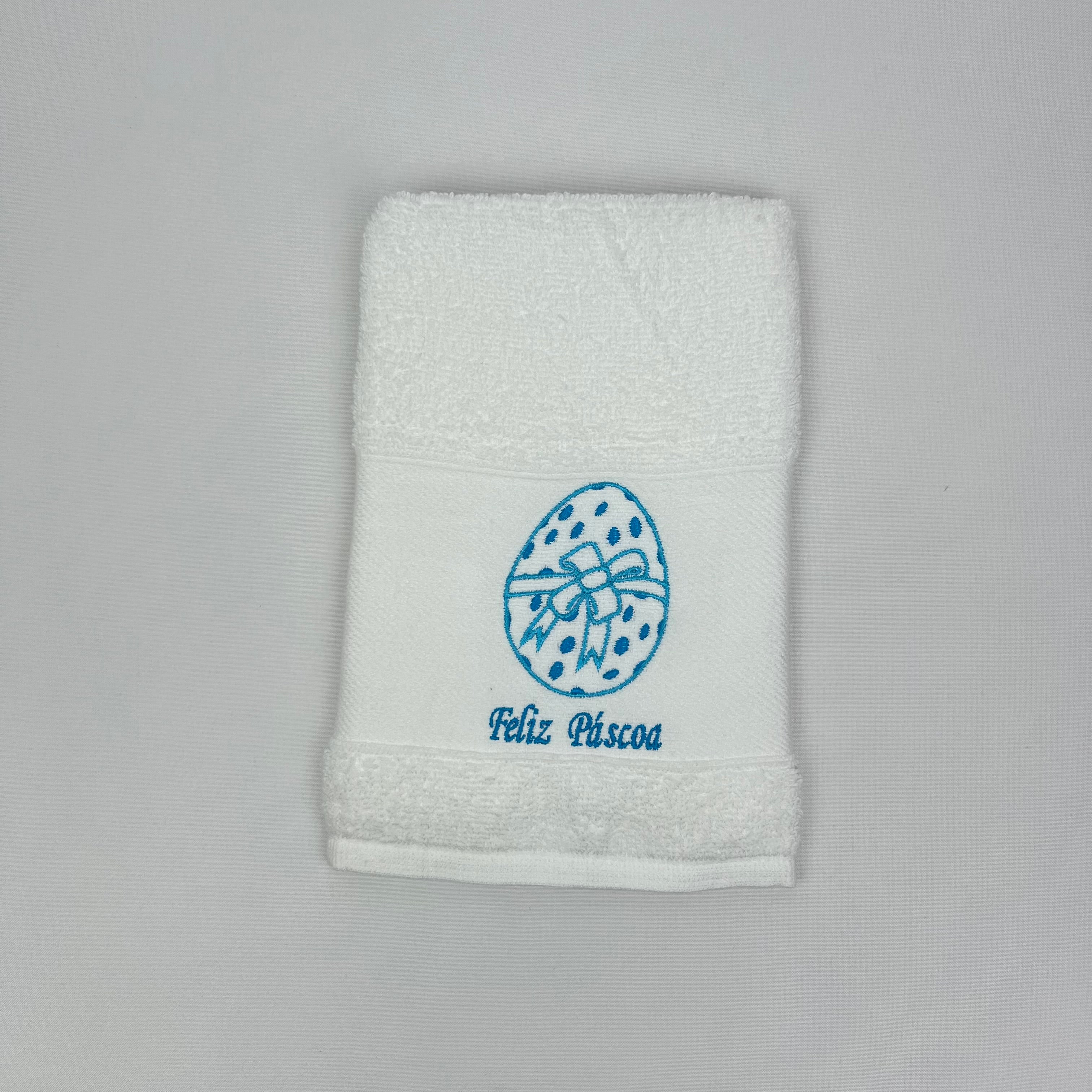 Pano de Cozinha Felpo Branco Ovos Feliz Páscoa