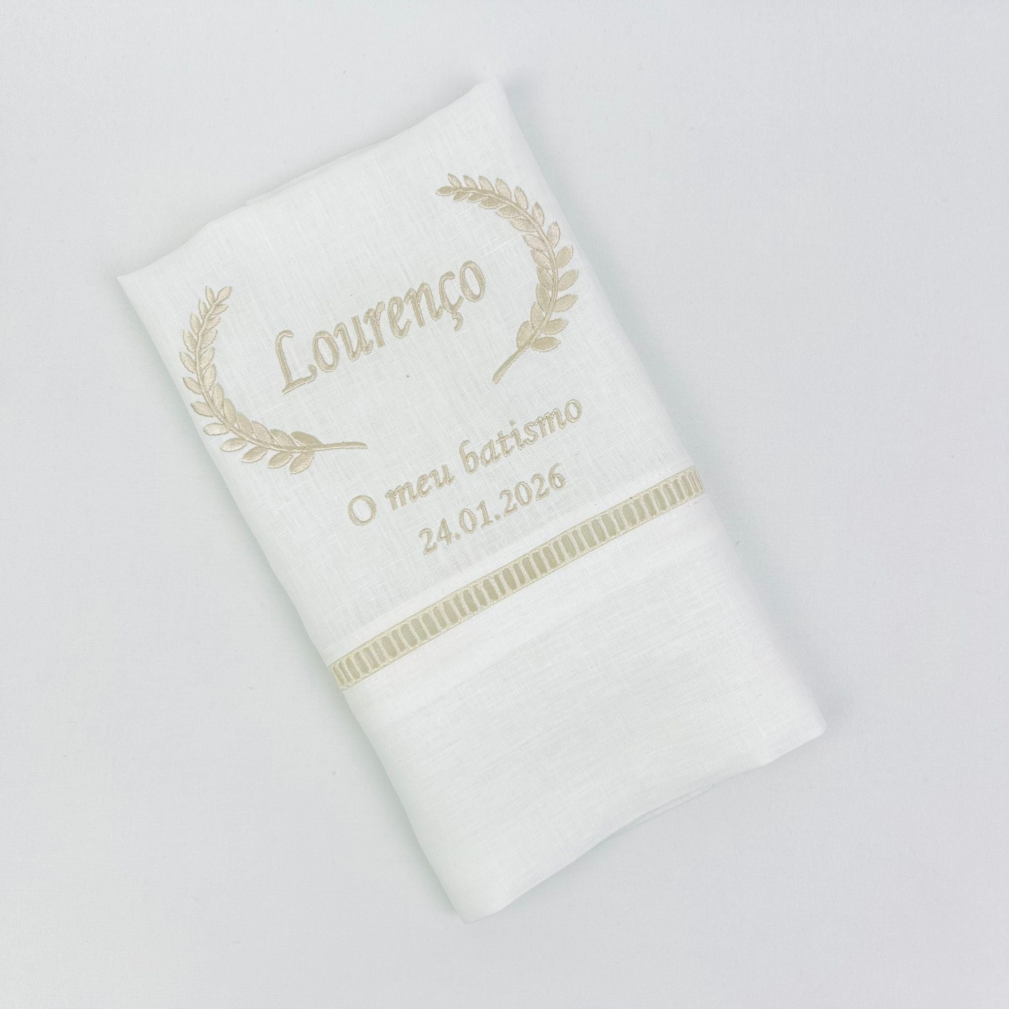 Toalha de Batismo Espiga Escadote Personalizável