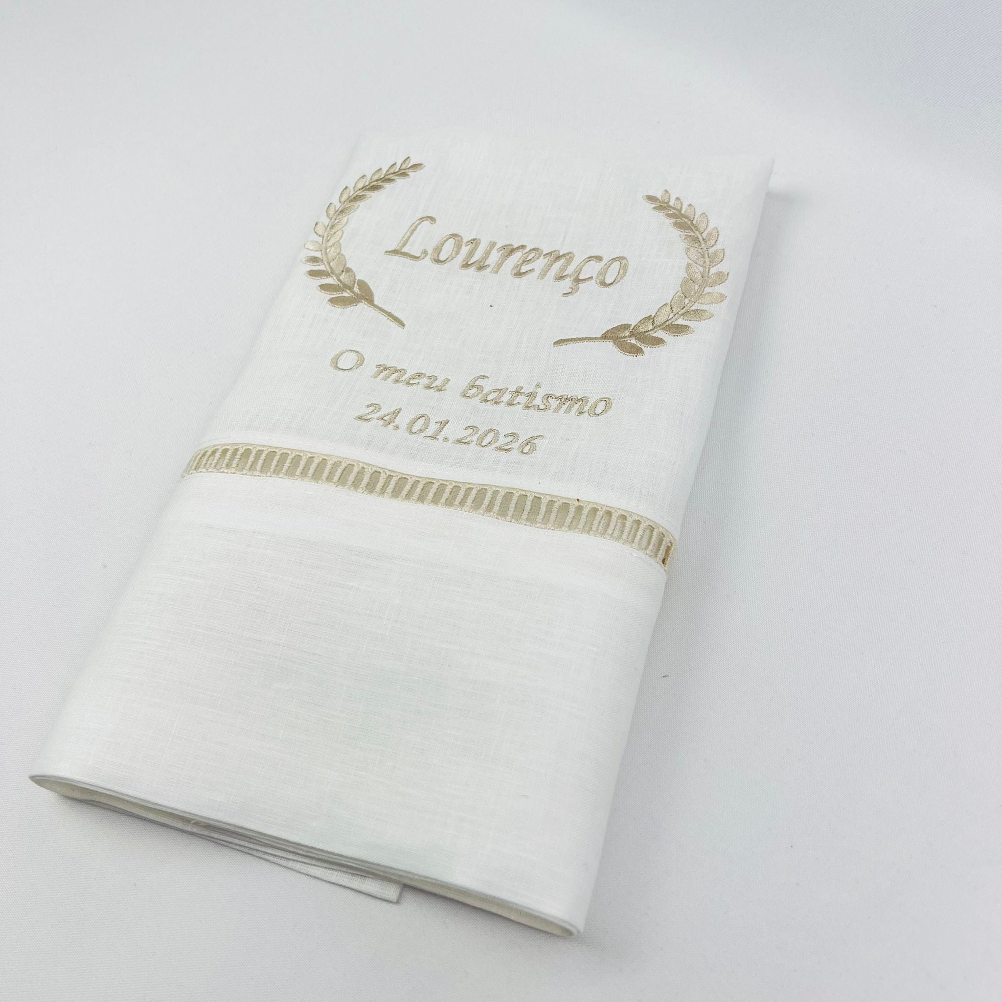 Toalha de Batismo Espiga Escadote Personalizável