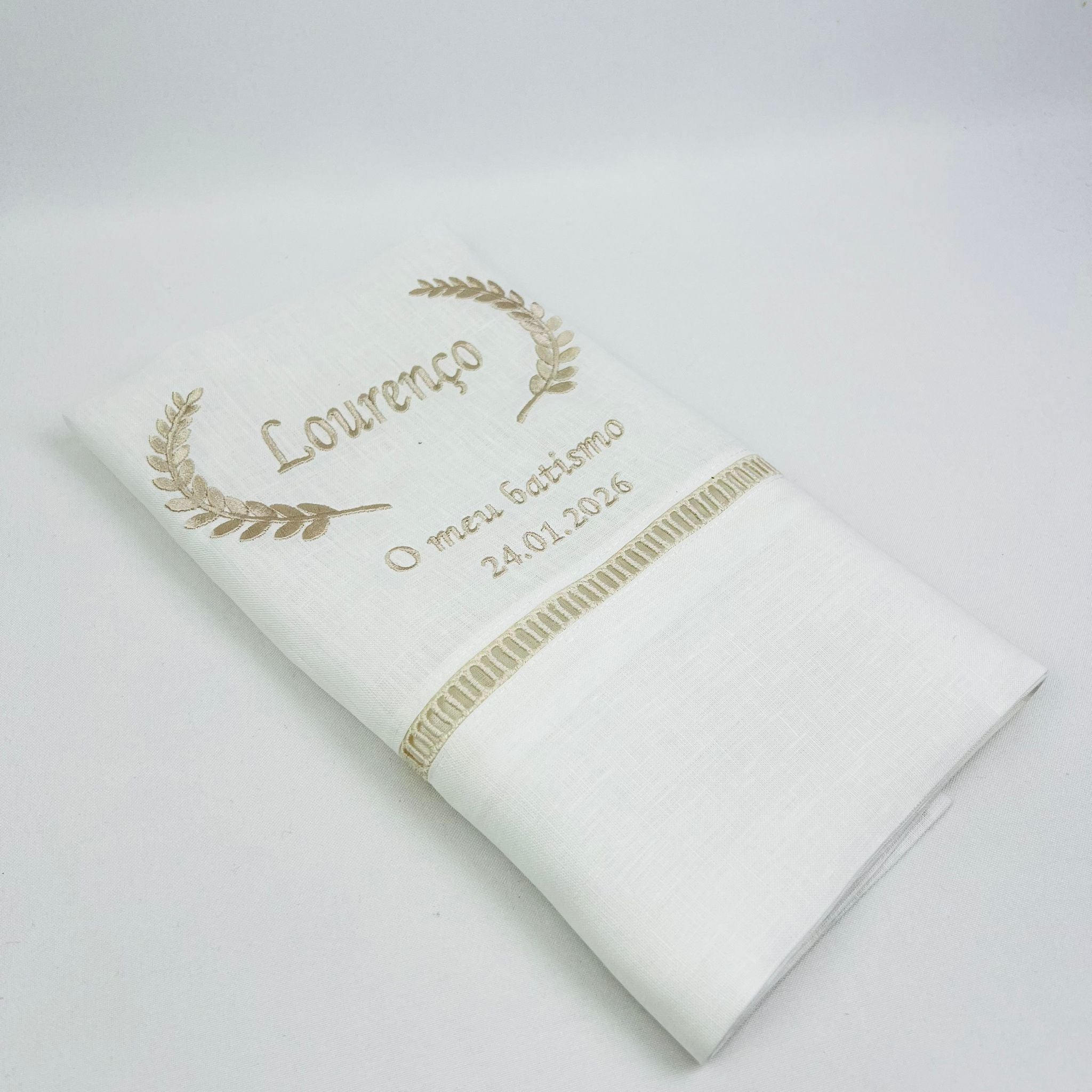 Toalha de Batismo Espiga Escadote Personalizável