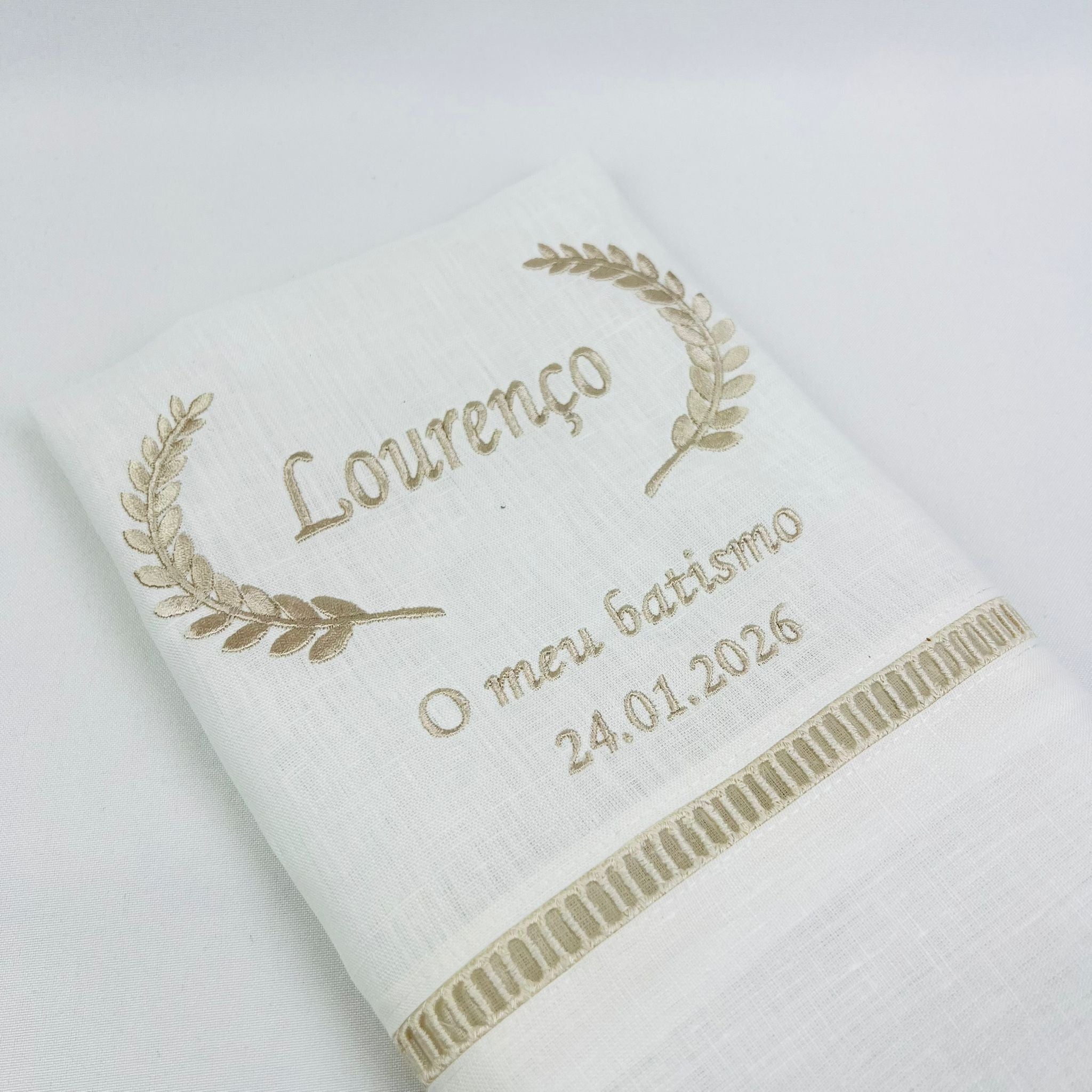 Toalha de Batismo Espiga Escadote Personalizável