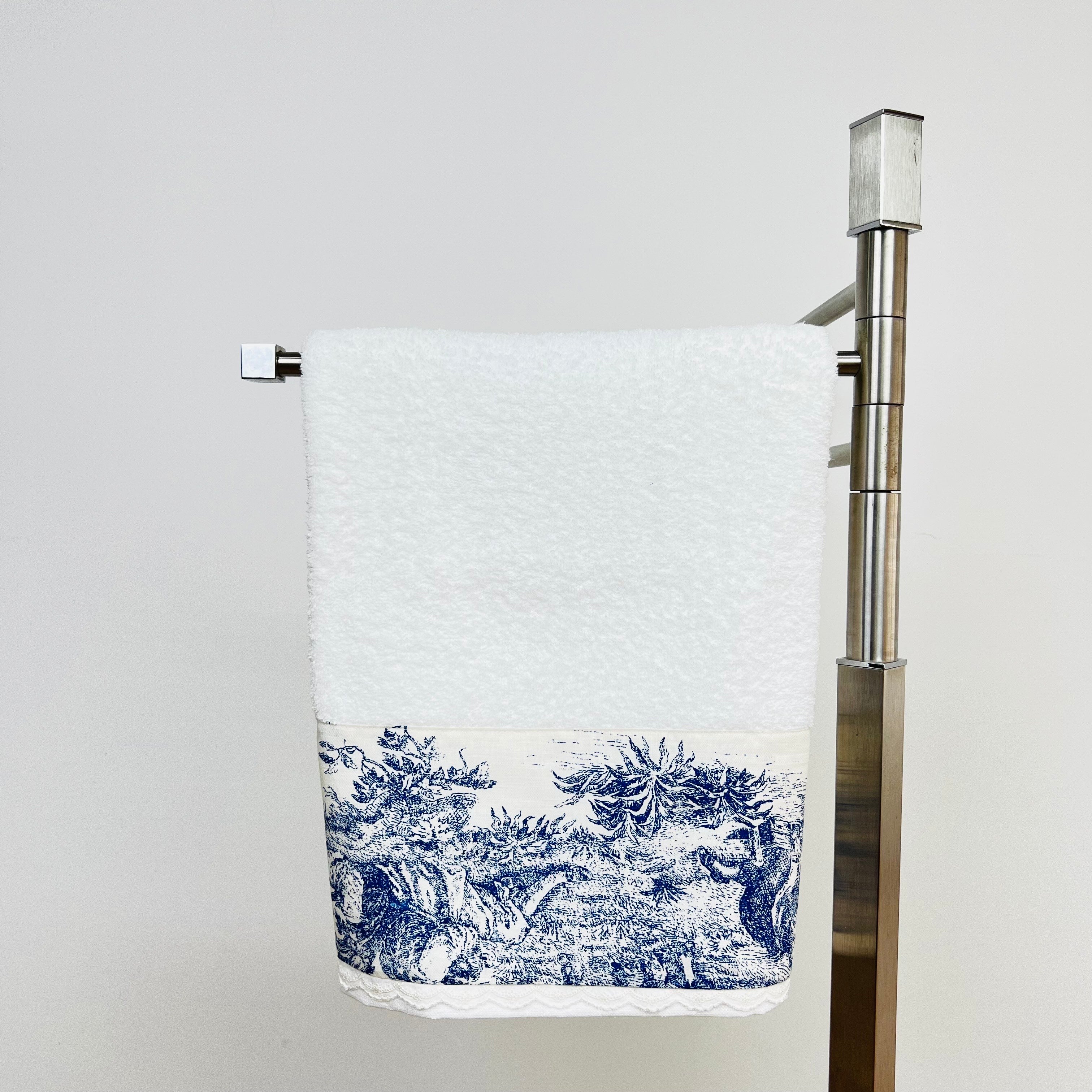 Toalha de Banho Toile de Jouy Azul