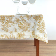 Toalha de Mesa Toile de Jouy Dourado Four Lines