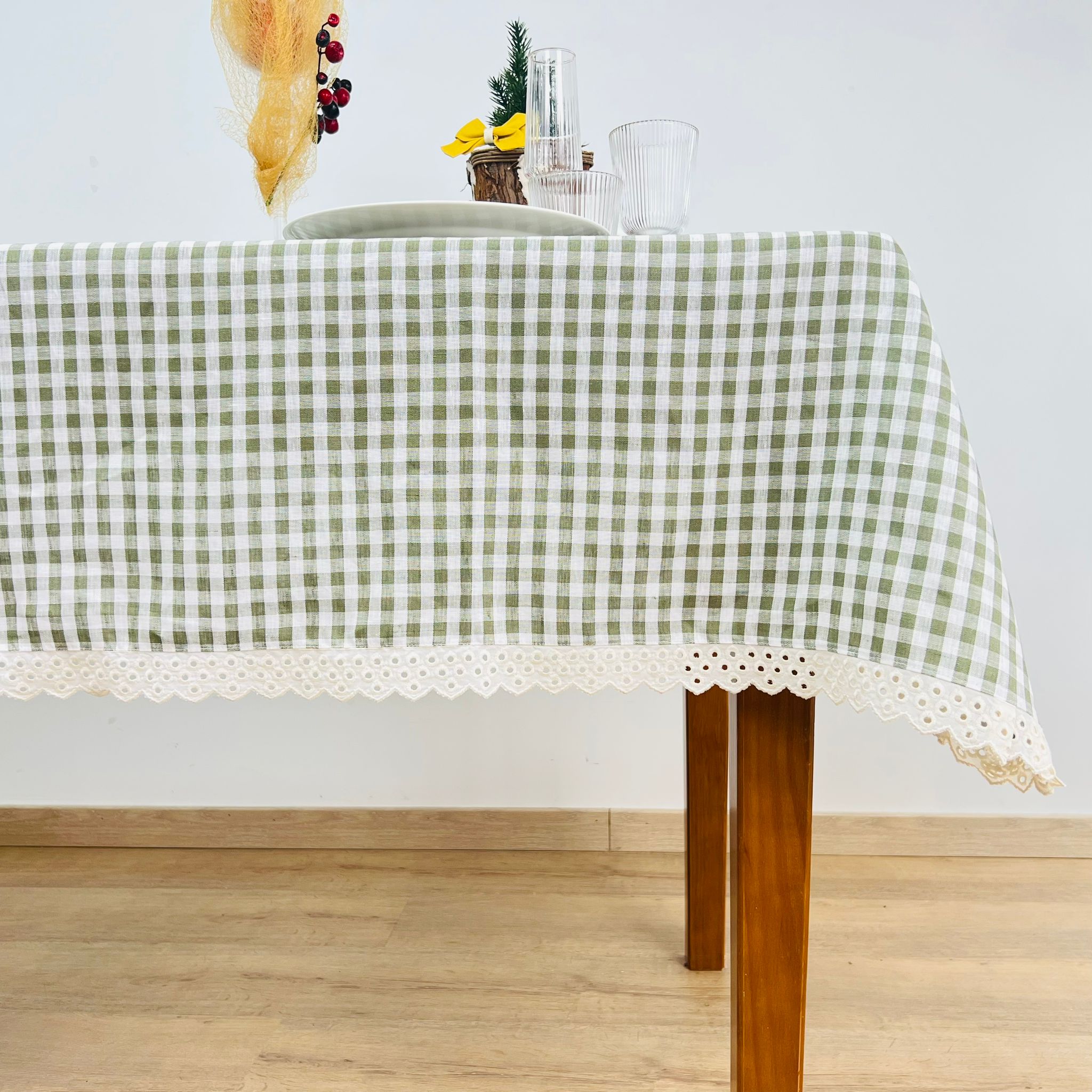 Toalha de Mesa Linho Vichy Renda