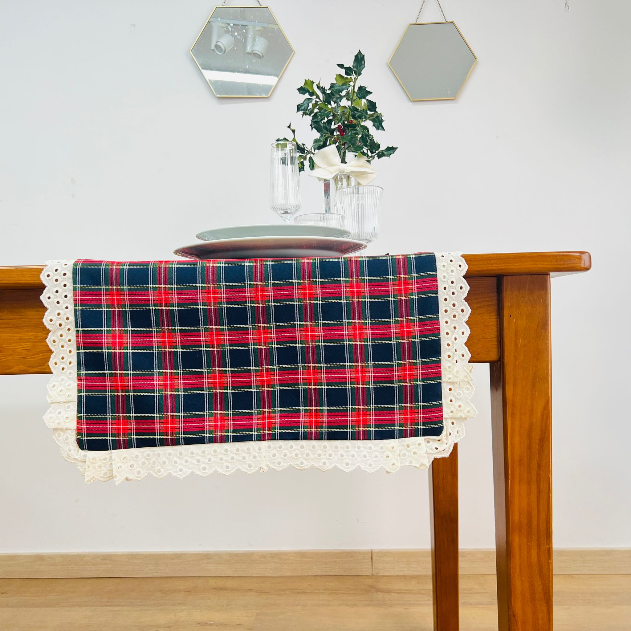 Caminho de Mesa Xmas Chess Renda