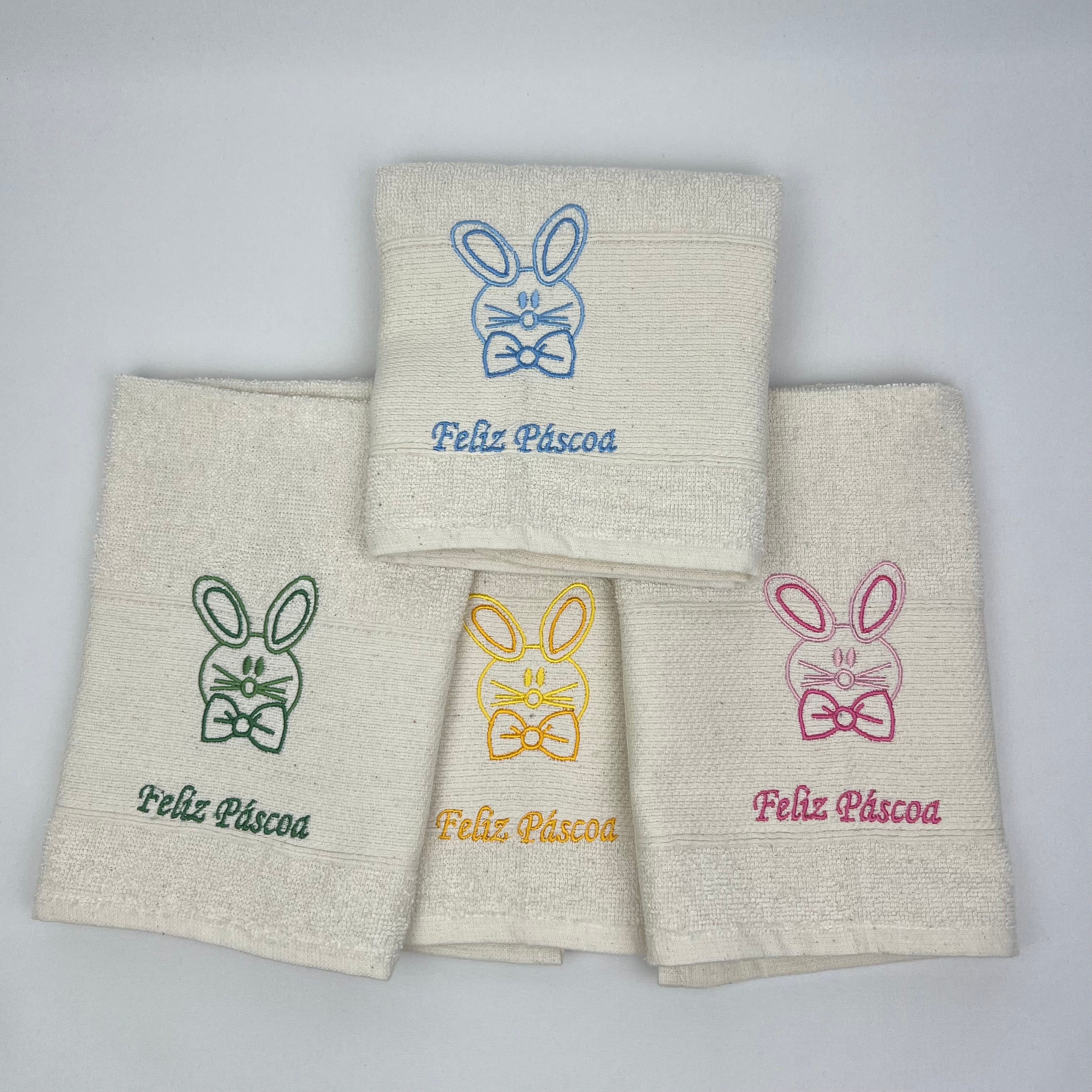 Pano de Cozinha Felpo Bege Coelho Feliz Páscoa